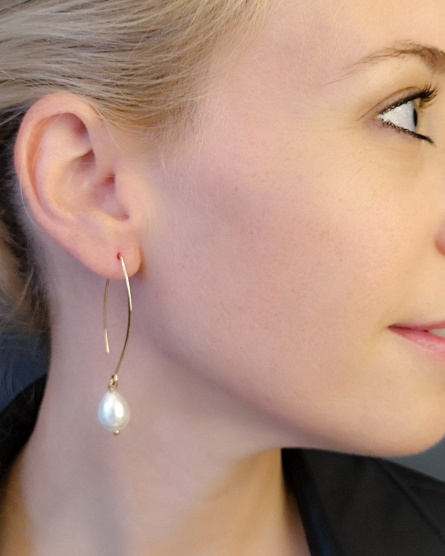 עגילי טיפה פנינה