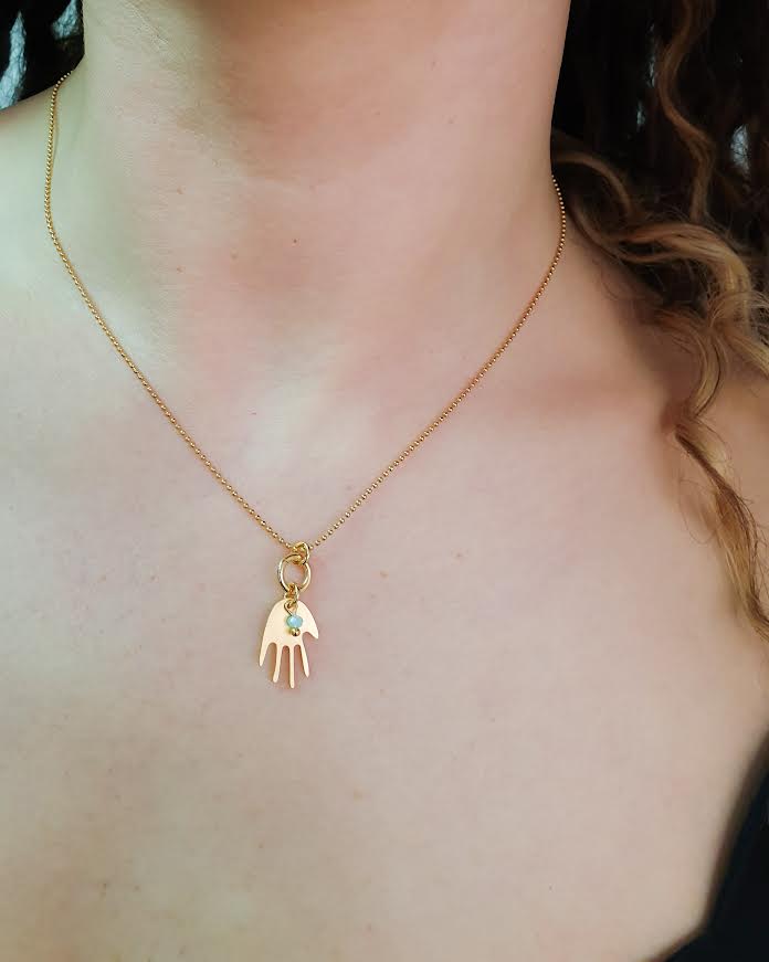 שרשרת חמסה עדינה אקווה