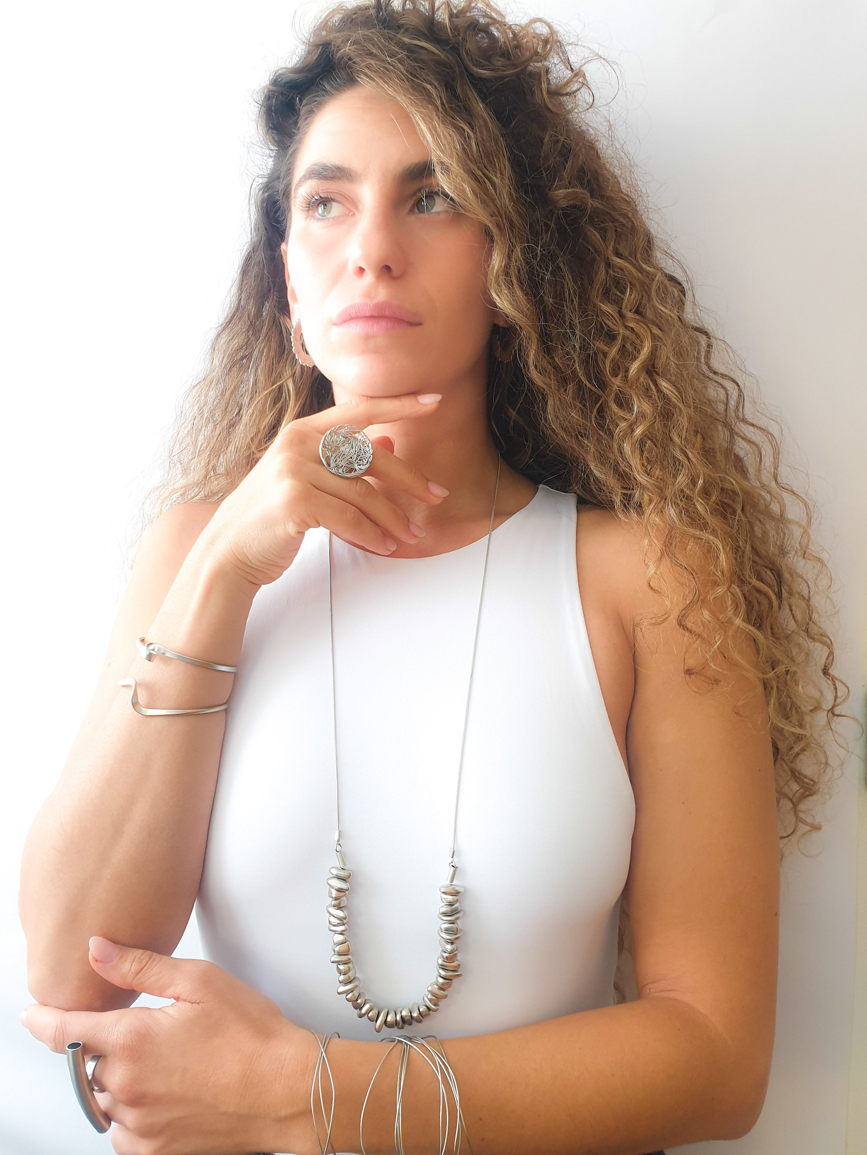 שרשרת פלחים קטנים ארוכה כסף