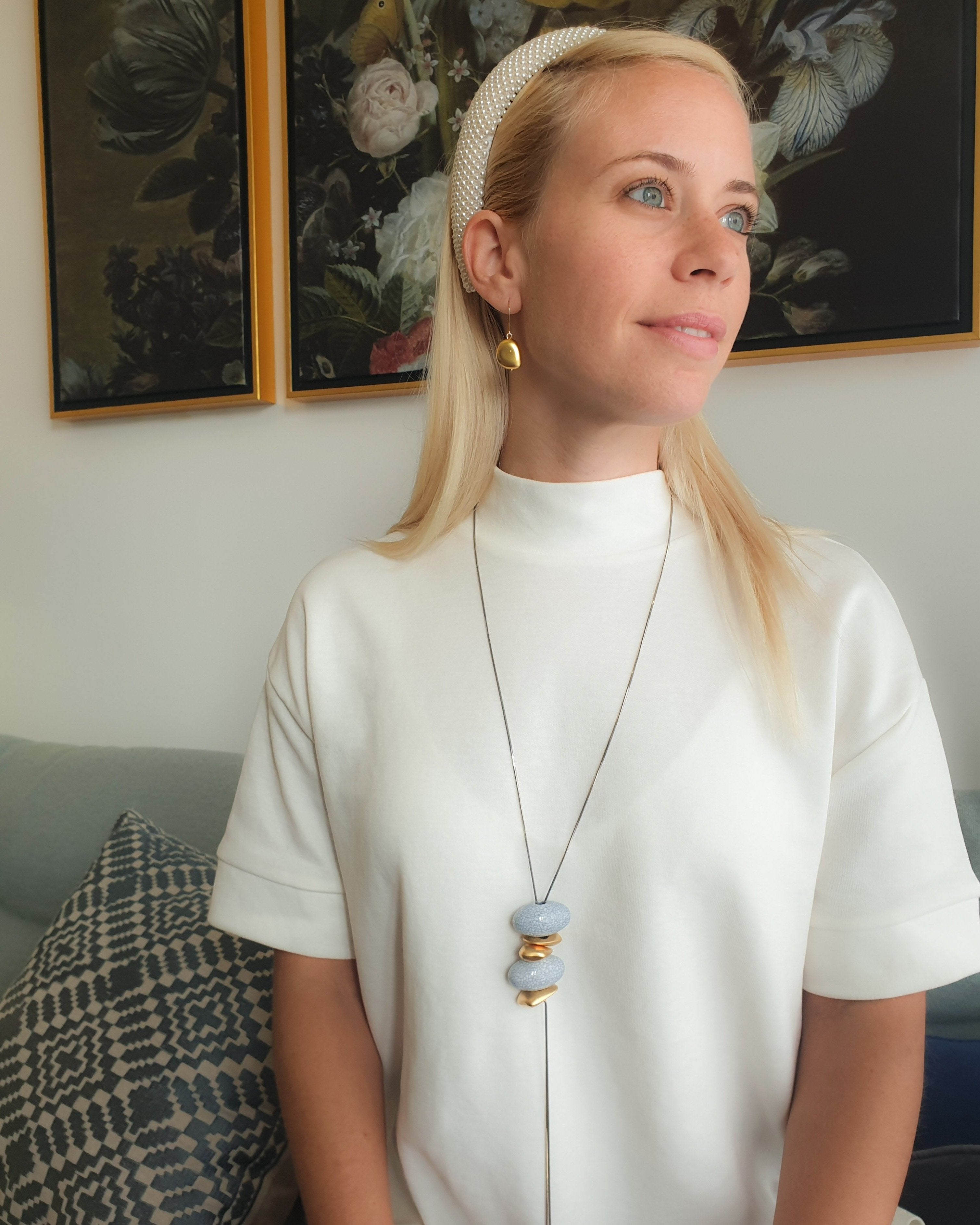 שרשרת עניבה טיפות שיש ופלחים