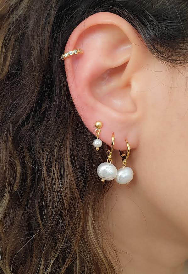 עגילי טריו פנינים אמיתיות