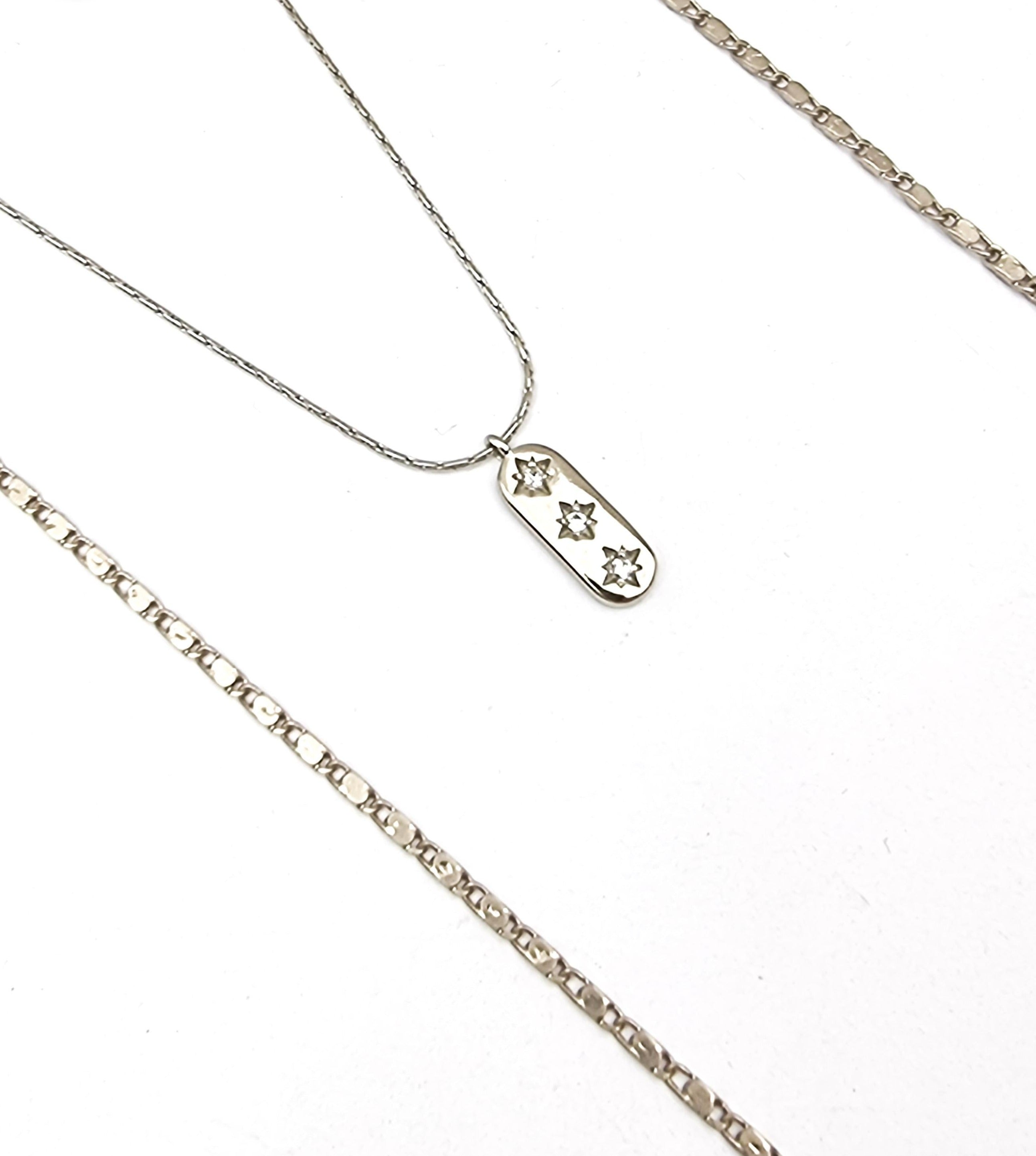 שרשרת כפולה תליון משובץ זירקונים