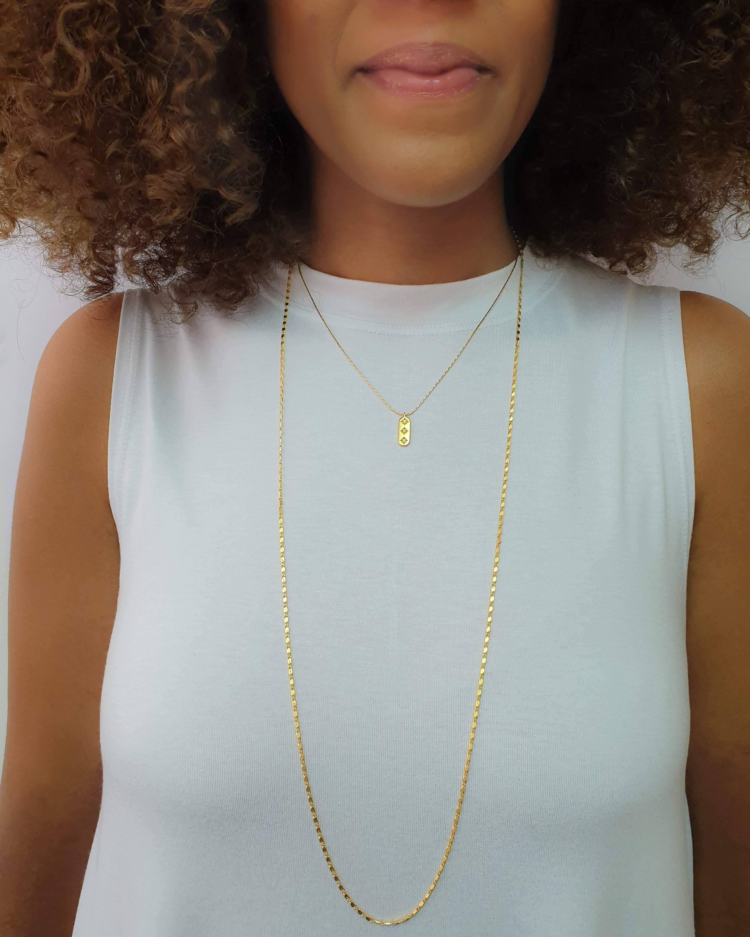 שרשרת כפולה תליון משובץ זירקונים