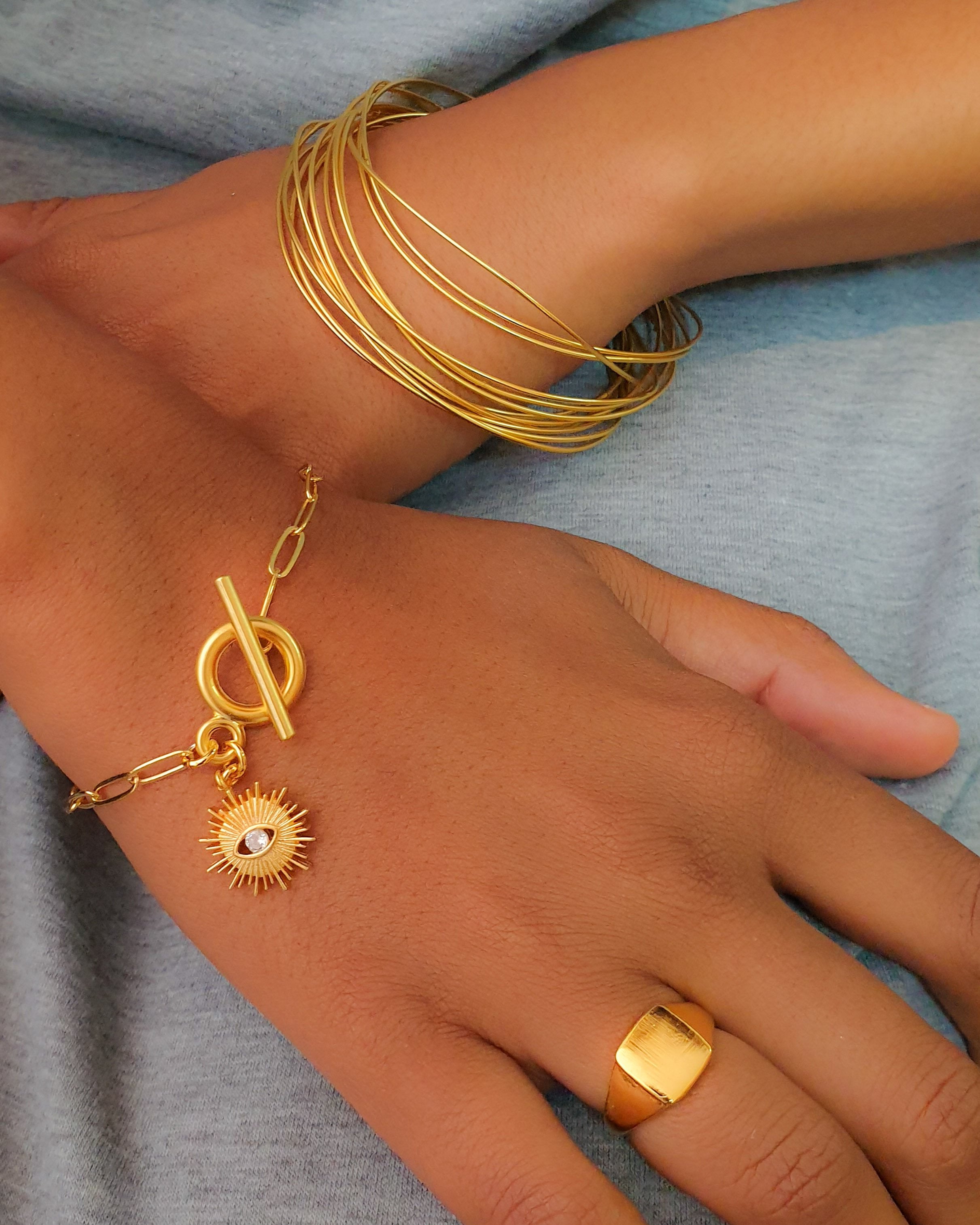 צמיד מלבנים עין שמש וזירקון