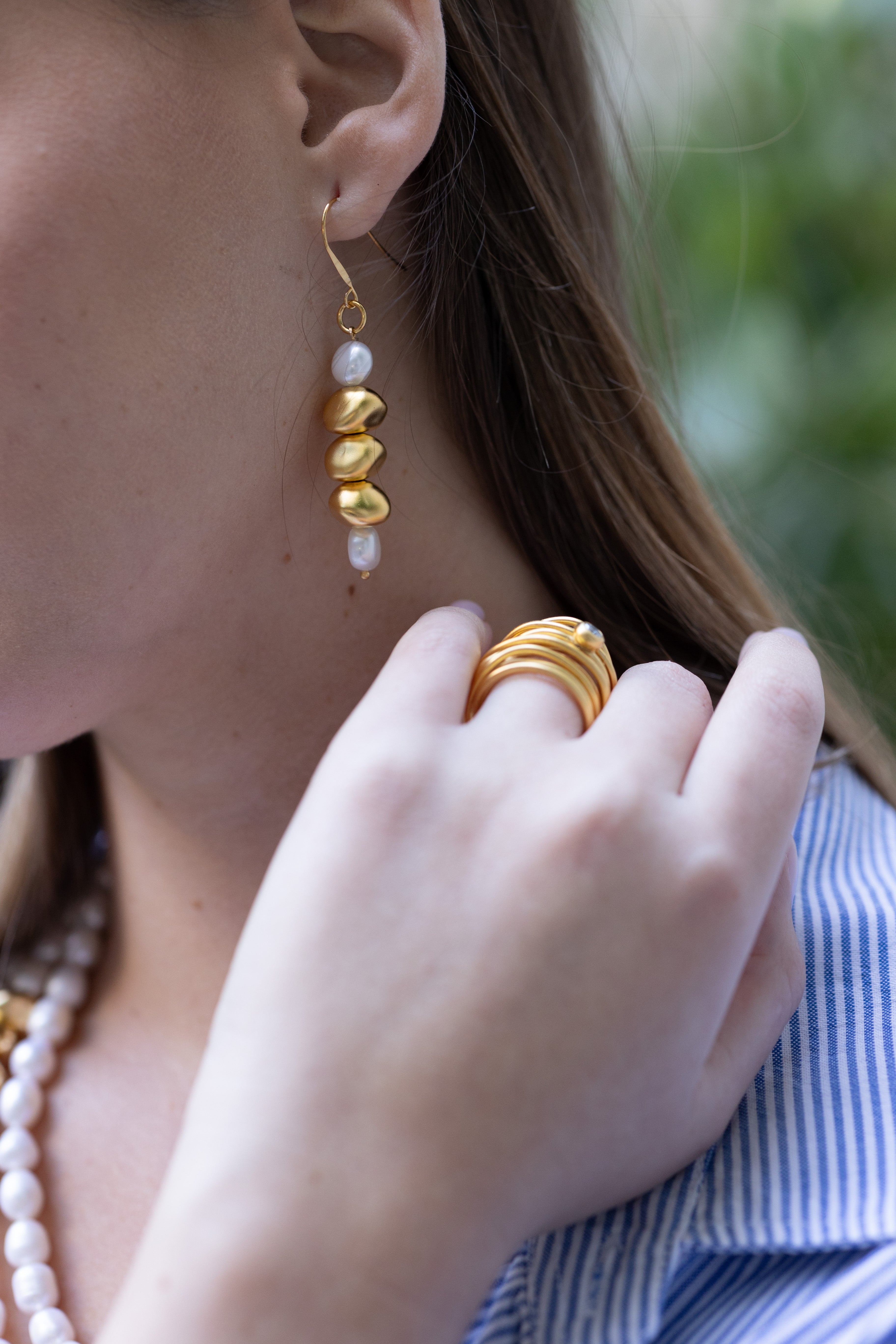 עגילי מישל פנינים אמתיות