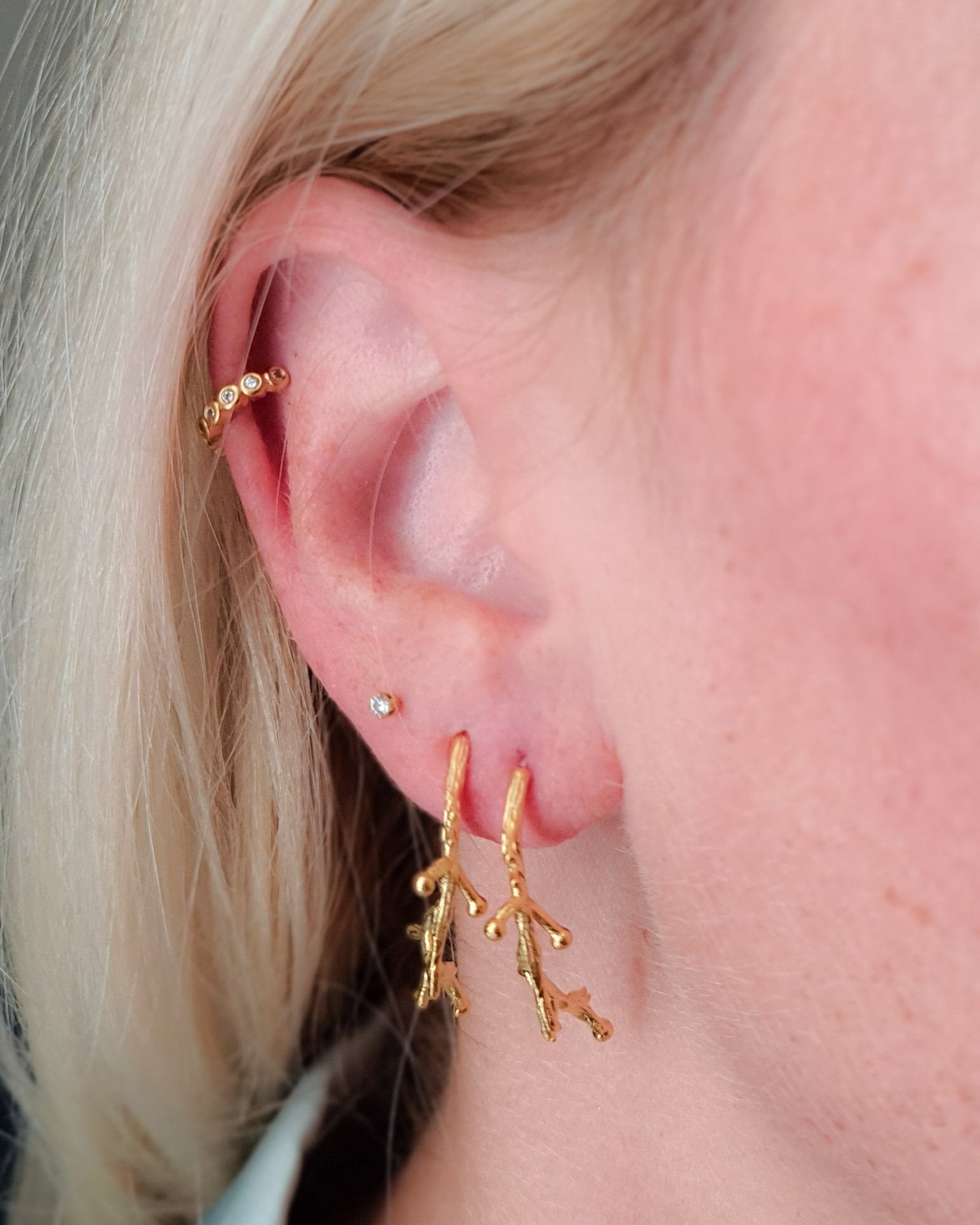 עגילי ענפים כפולים