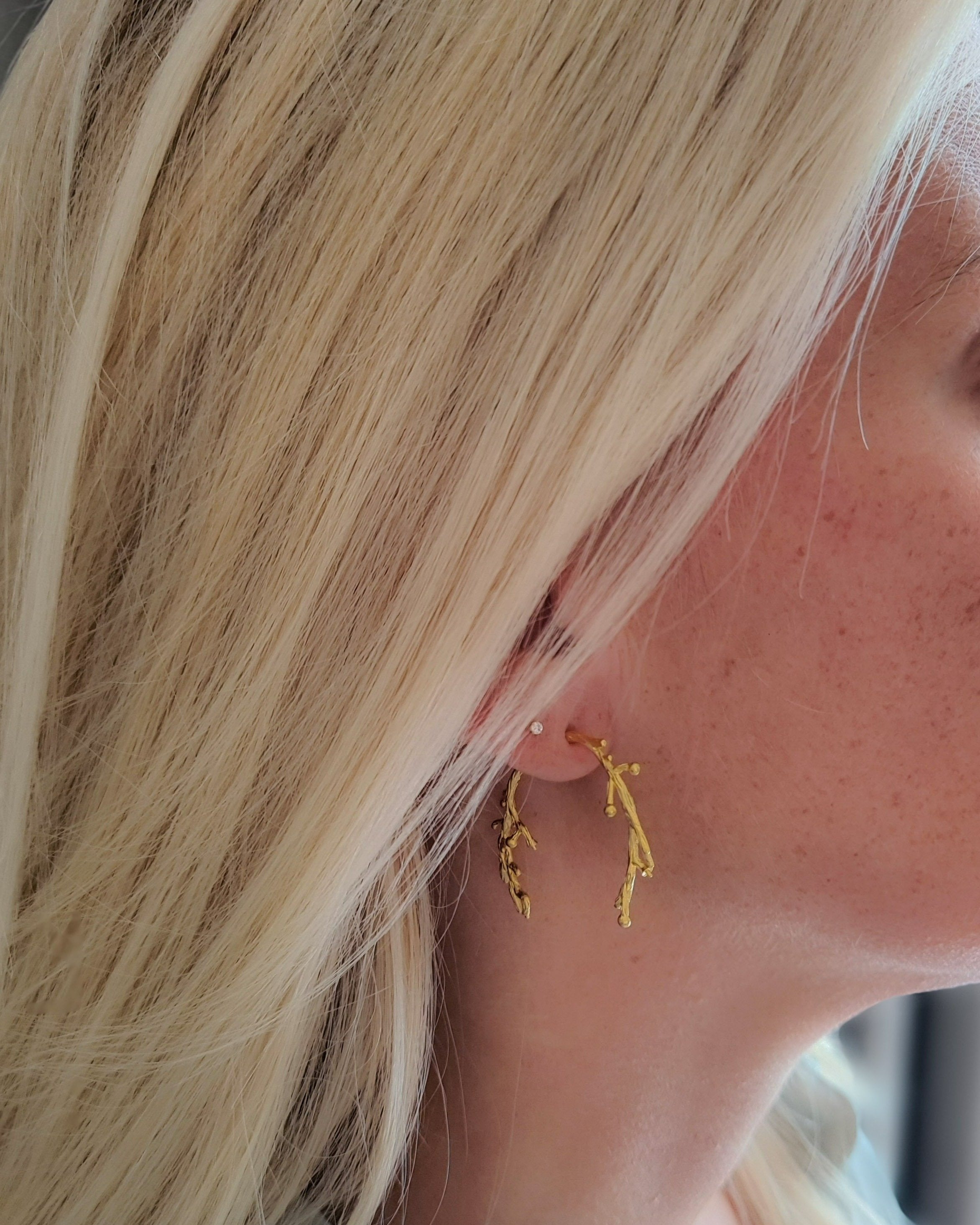 עגילי ענפים כפולים