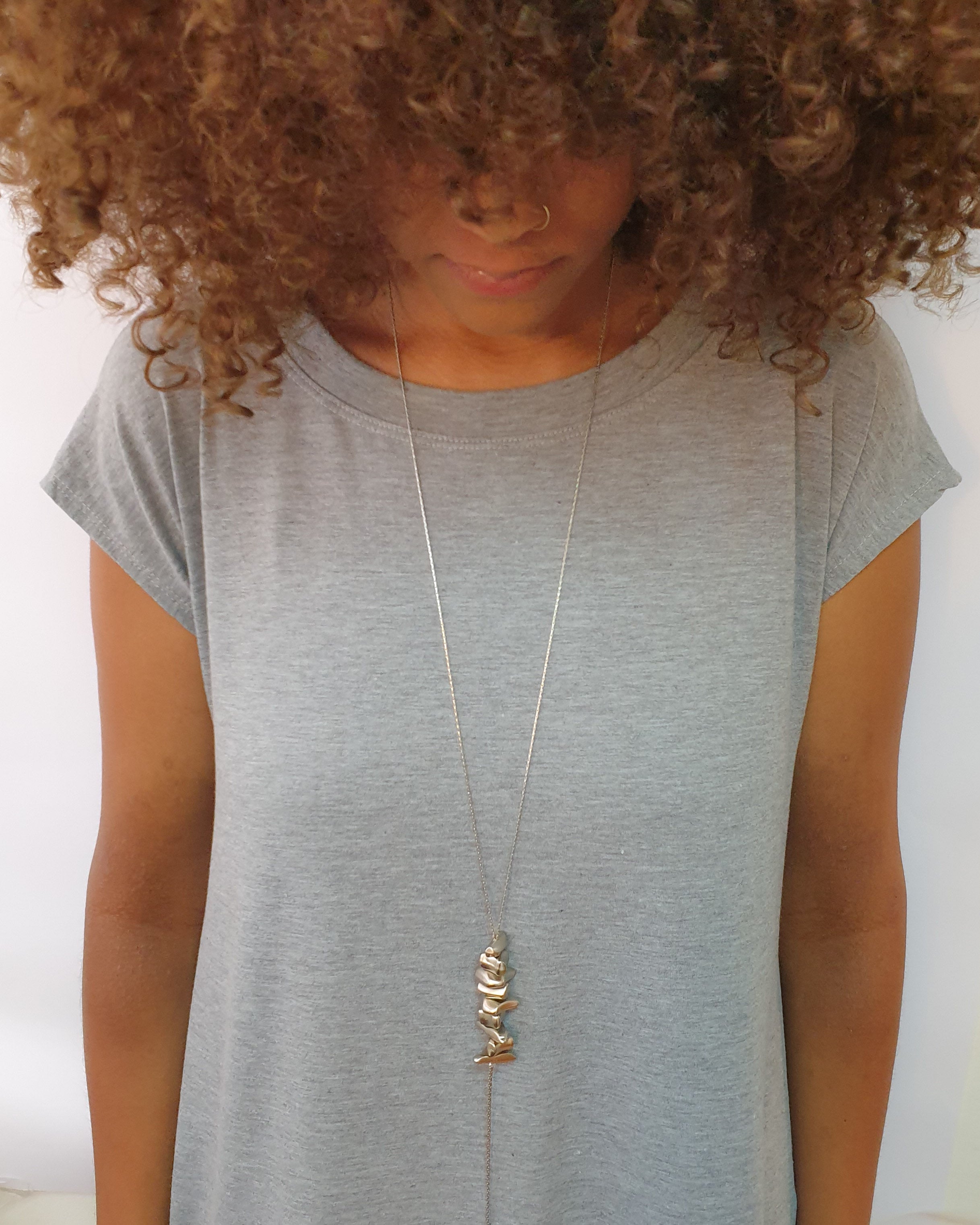 שרשרת עניבה פלחים פראי כסף