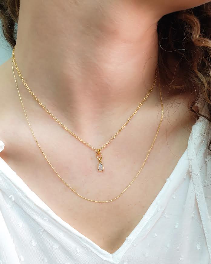 שרשרת טיפה זירקון כפולה