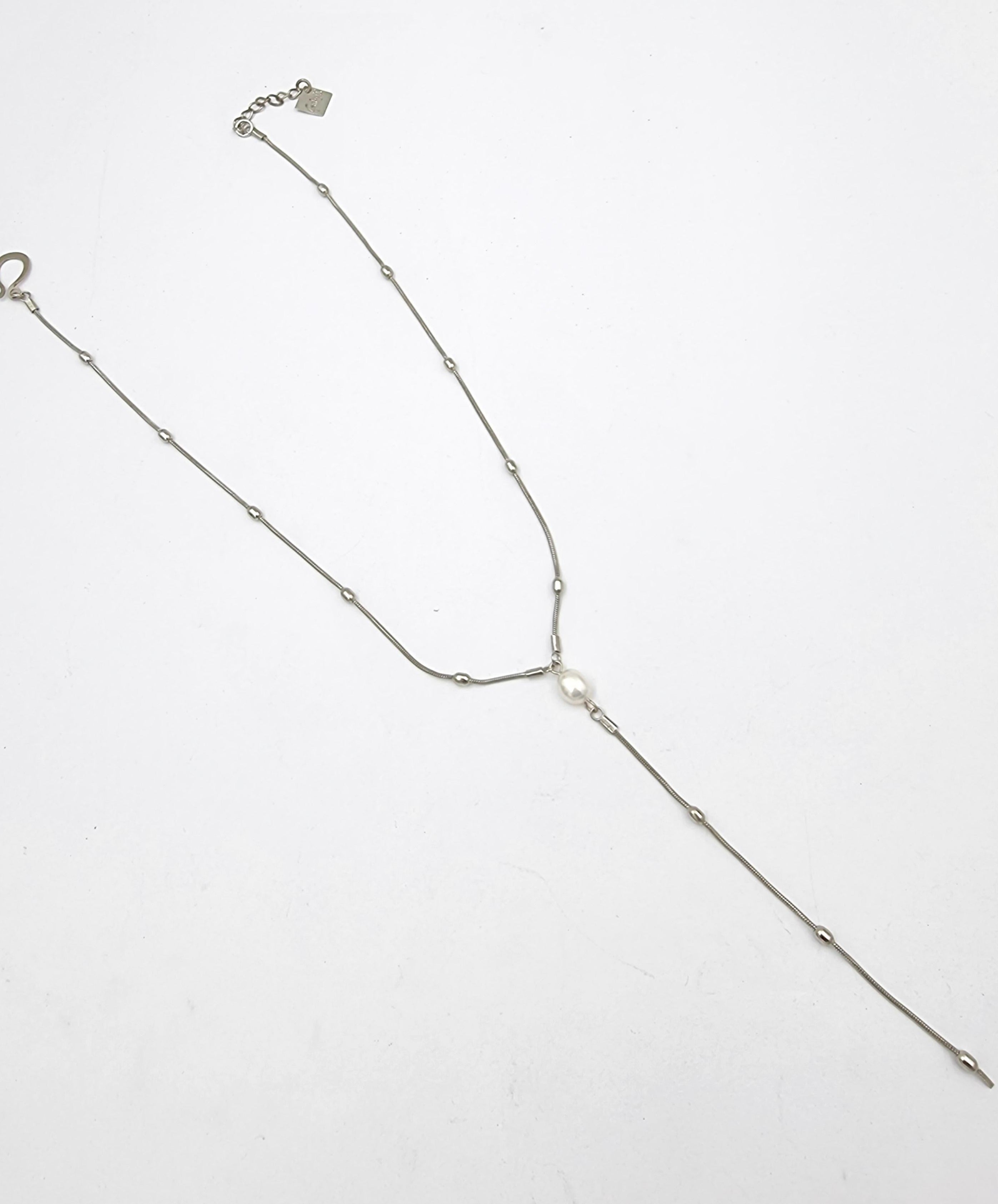 שרשרת טפטופי פנינה כסף