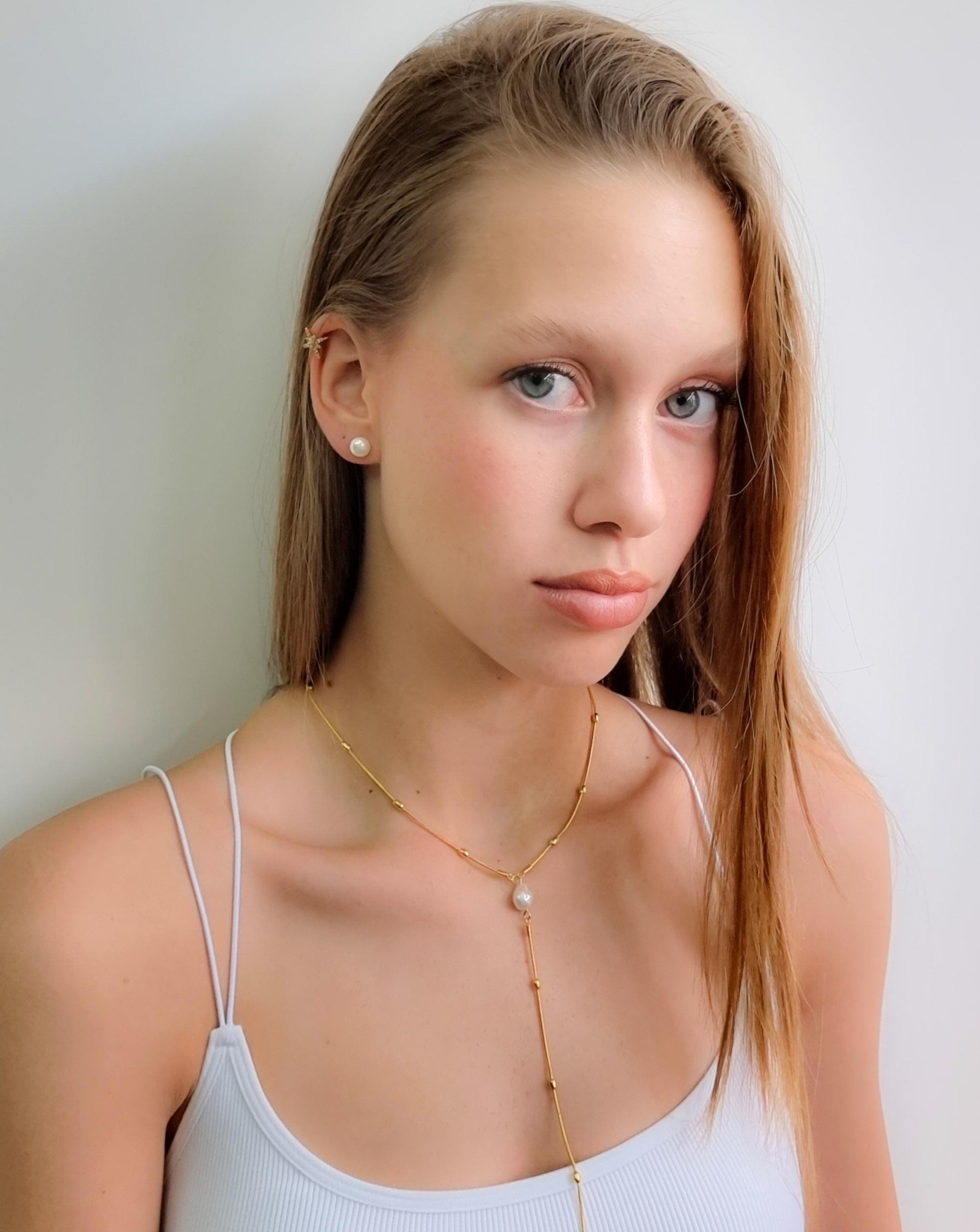 שרשרת טפטופי פנינה כסף