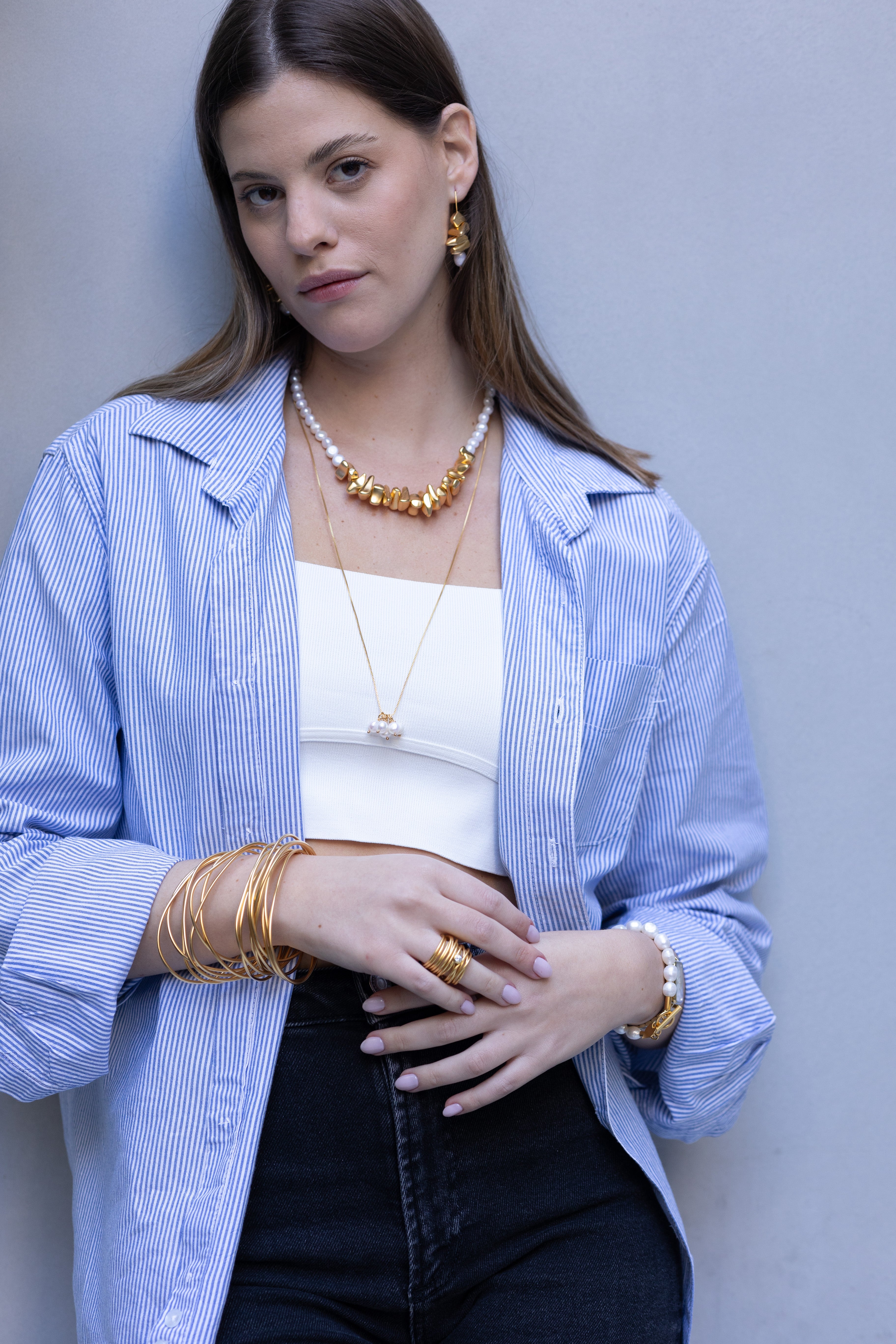 עגילי אתניק פנינה