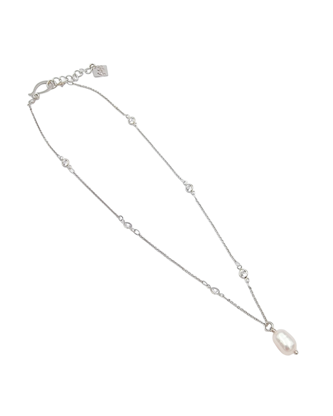 שרשרת זירקונים משובצים קצרה