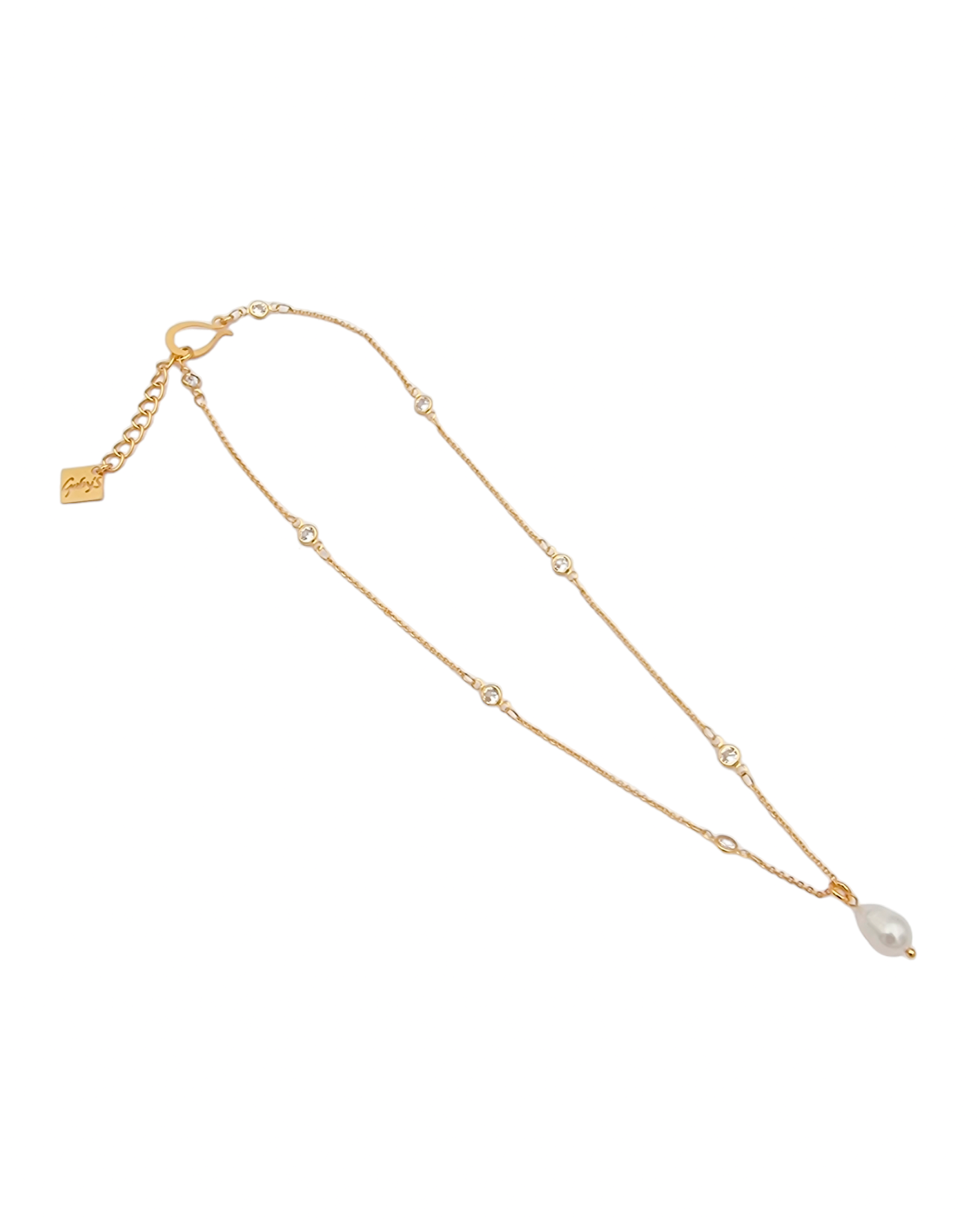 שרשרת זירקונים משובצים קצרה