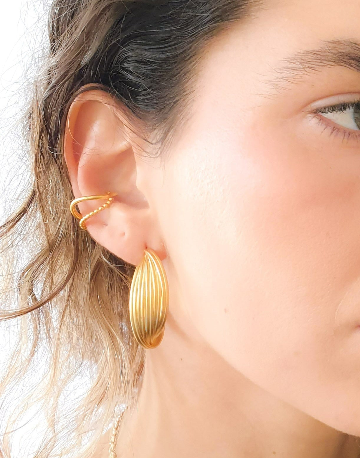 עגילי קליפס חישוק מניפה