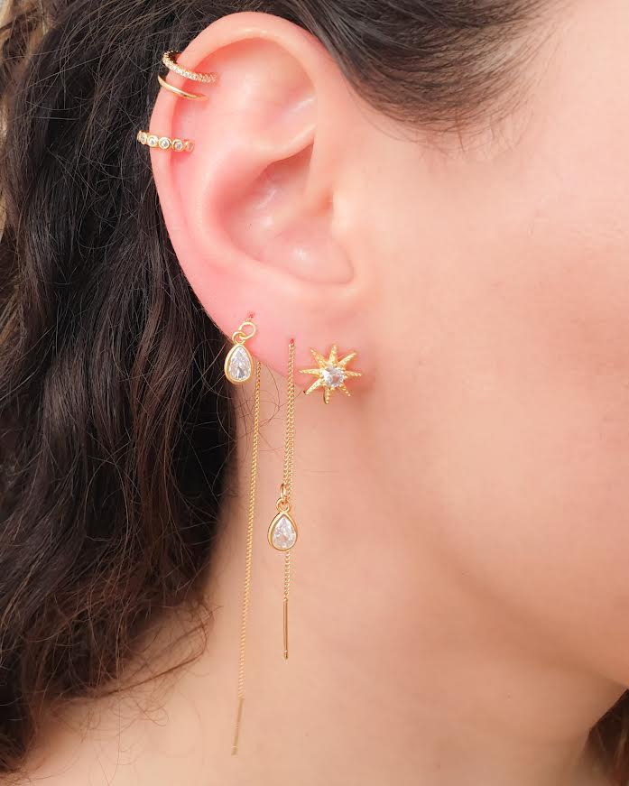 עגילי כוכב זירקון צמודים