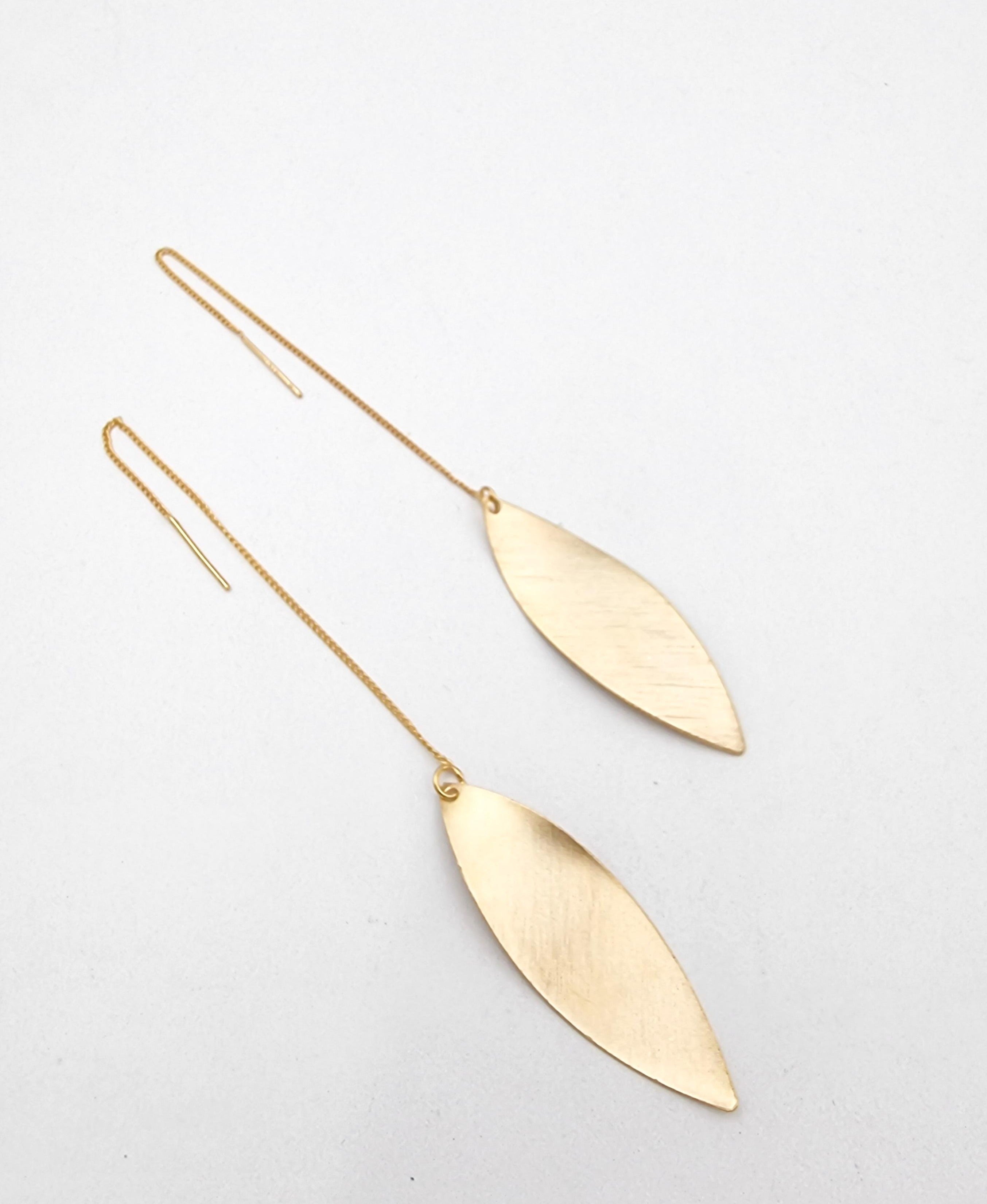 עגילי  עלים לינדה זהב