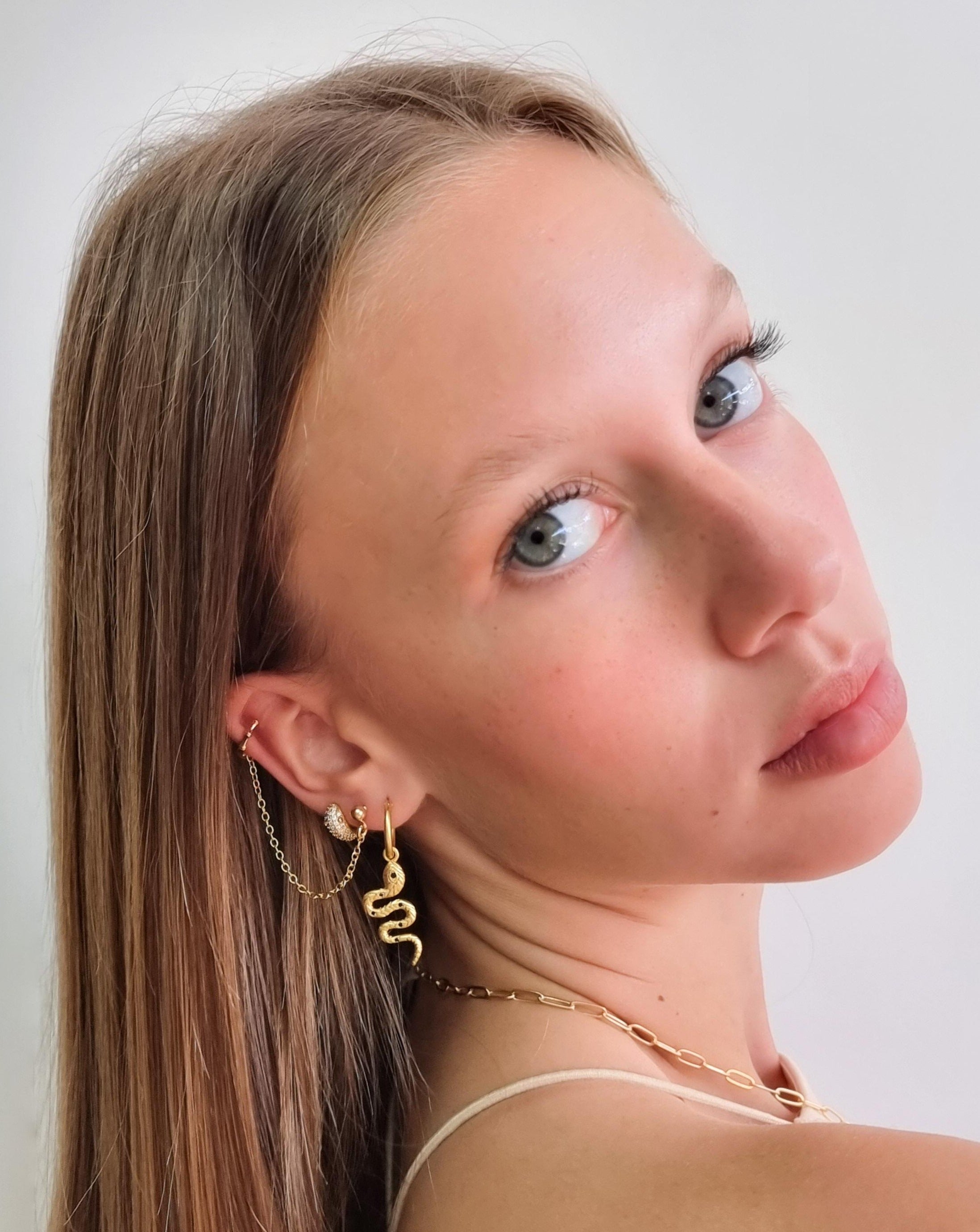 עגיל הליקס נחש זירקונים