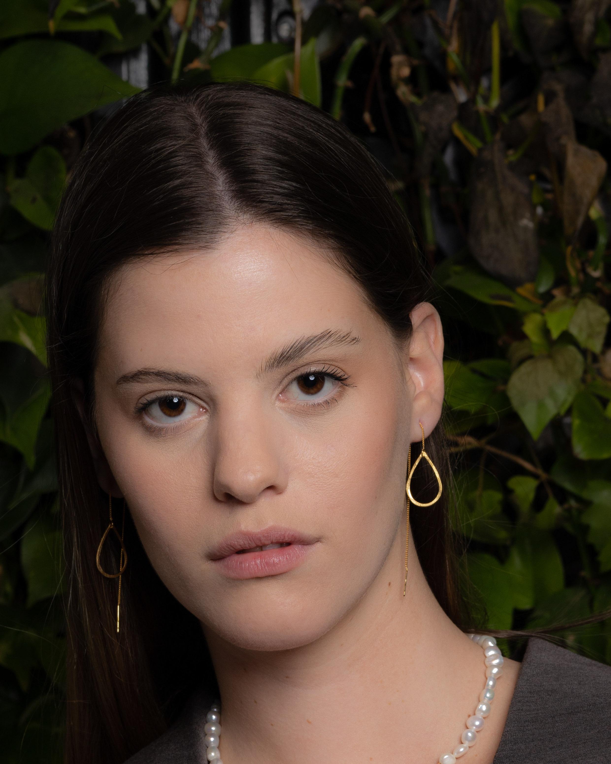 עגילי שרשרת טיפות עבודת יד