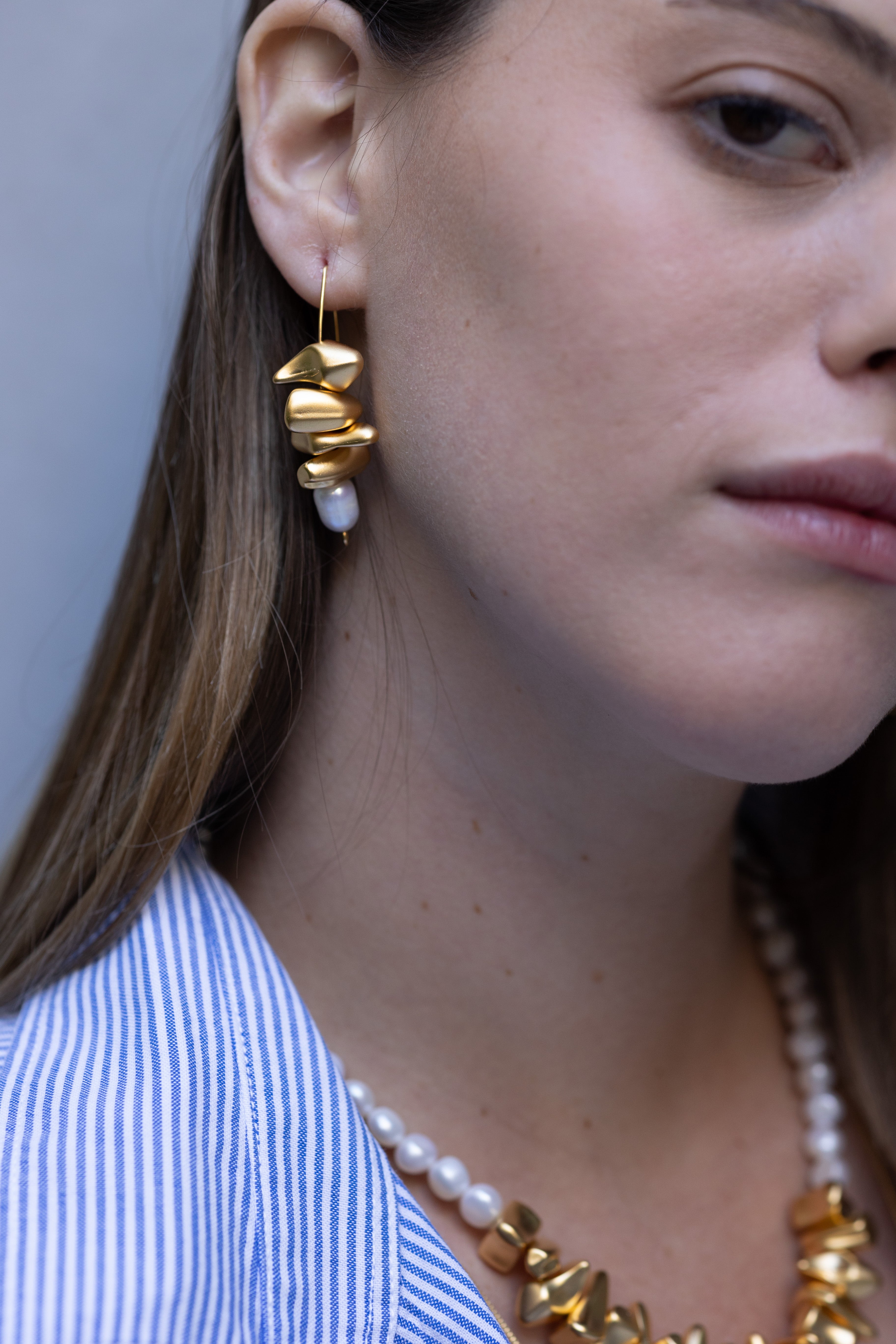 עגילי אתניק פנינה