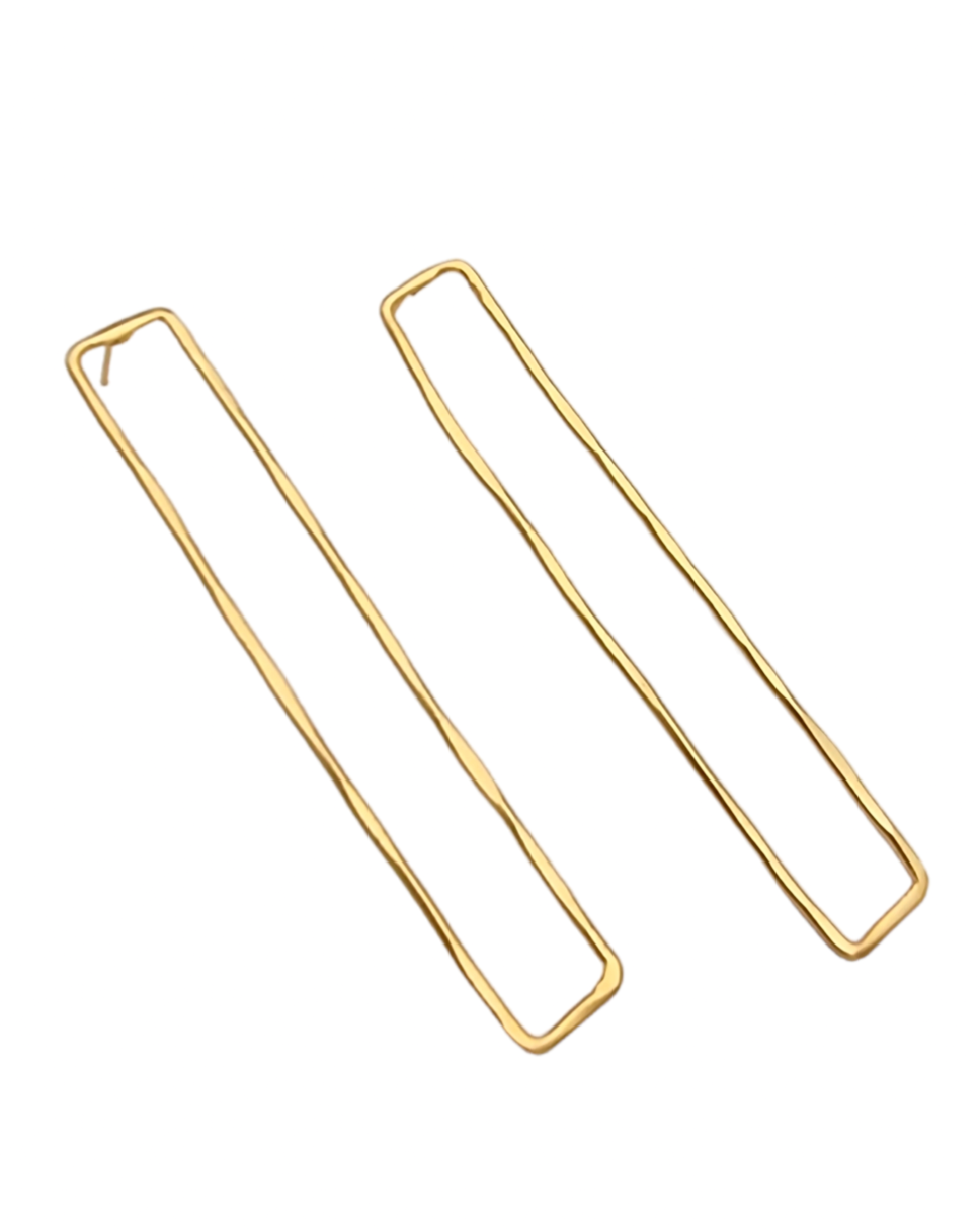 עגילי מלבן חלול צמוד עבודת יד