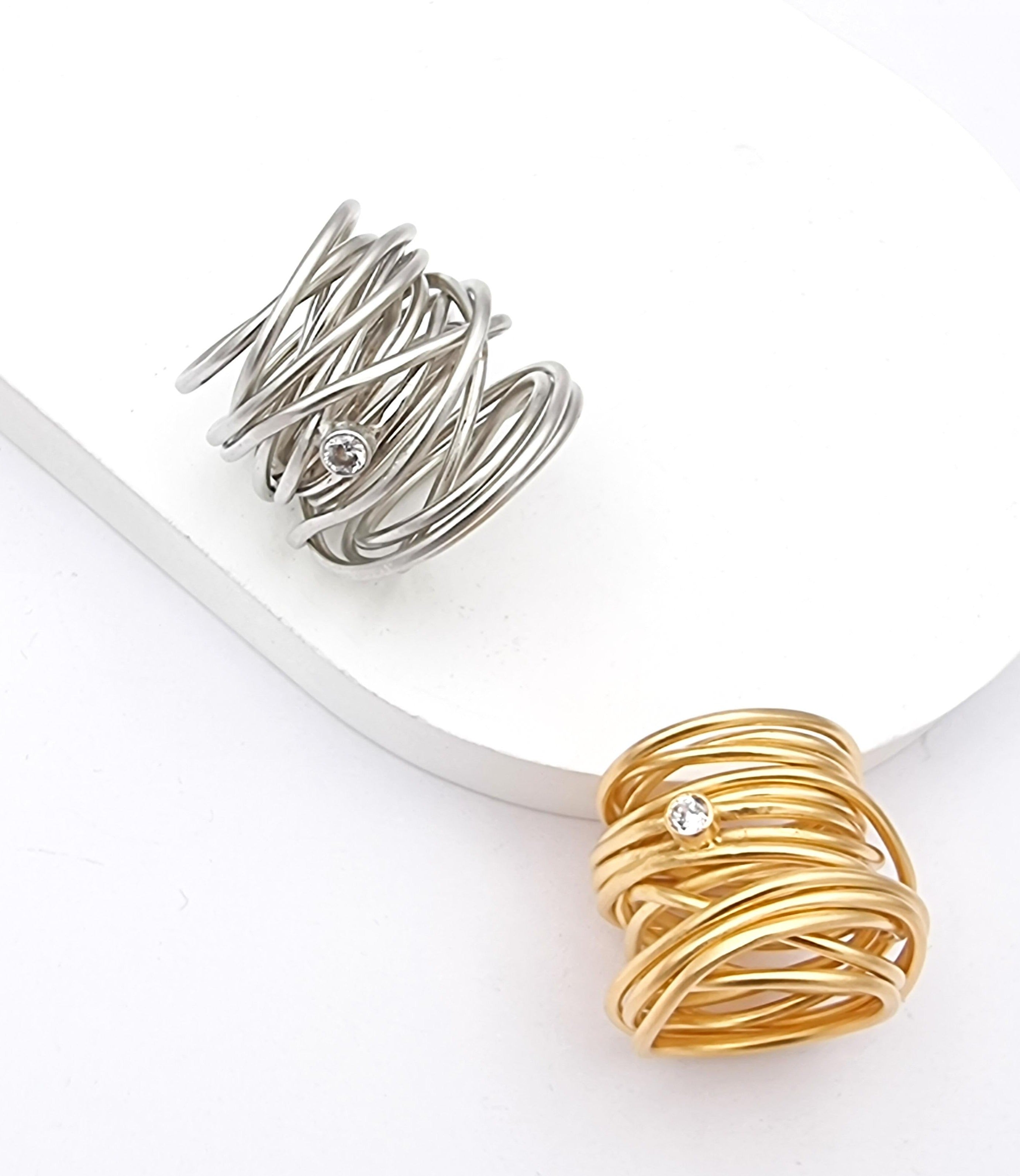 טבעת קפיץ זירקון עבודת יד