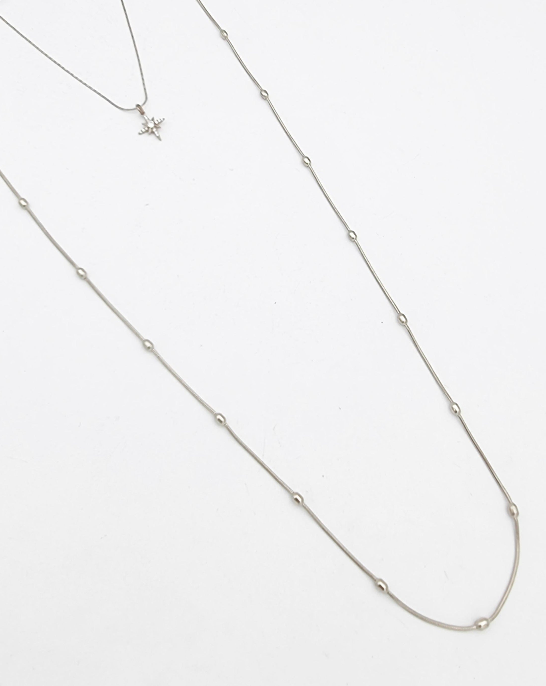 שרשרת כפולה סטאר זירקונים טיפטופים כסף