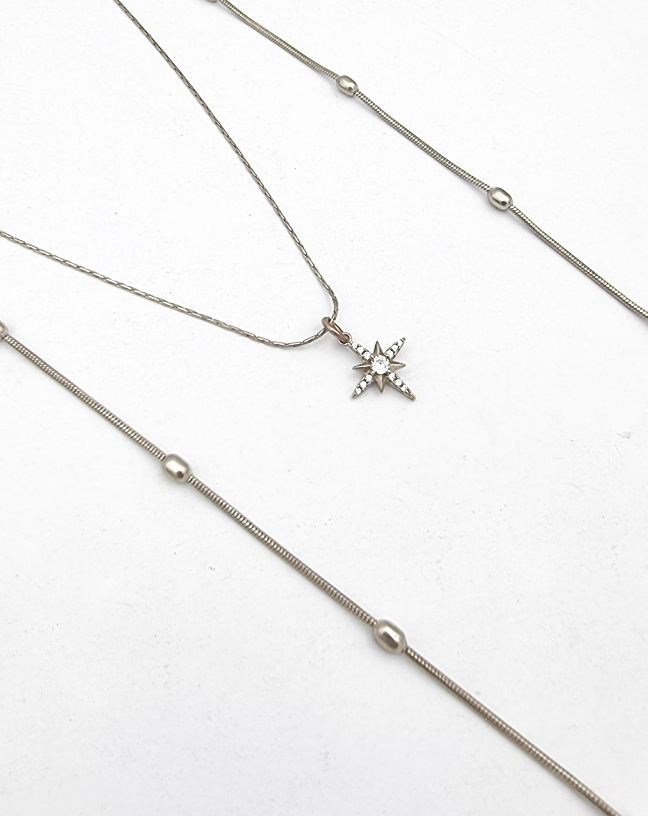 שרשרת כפולה סטאר זירקונים טיפטופים כסף