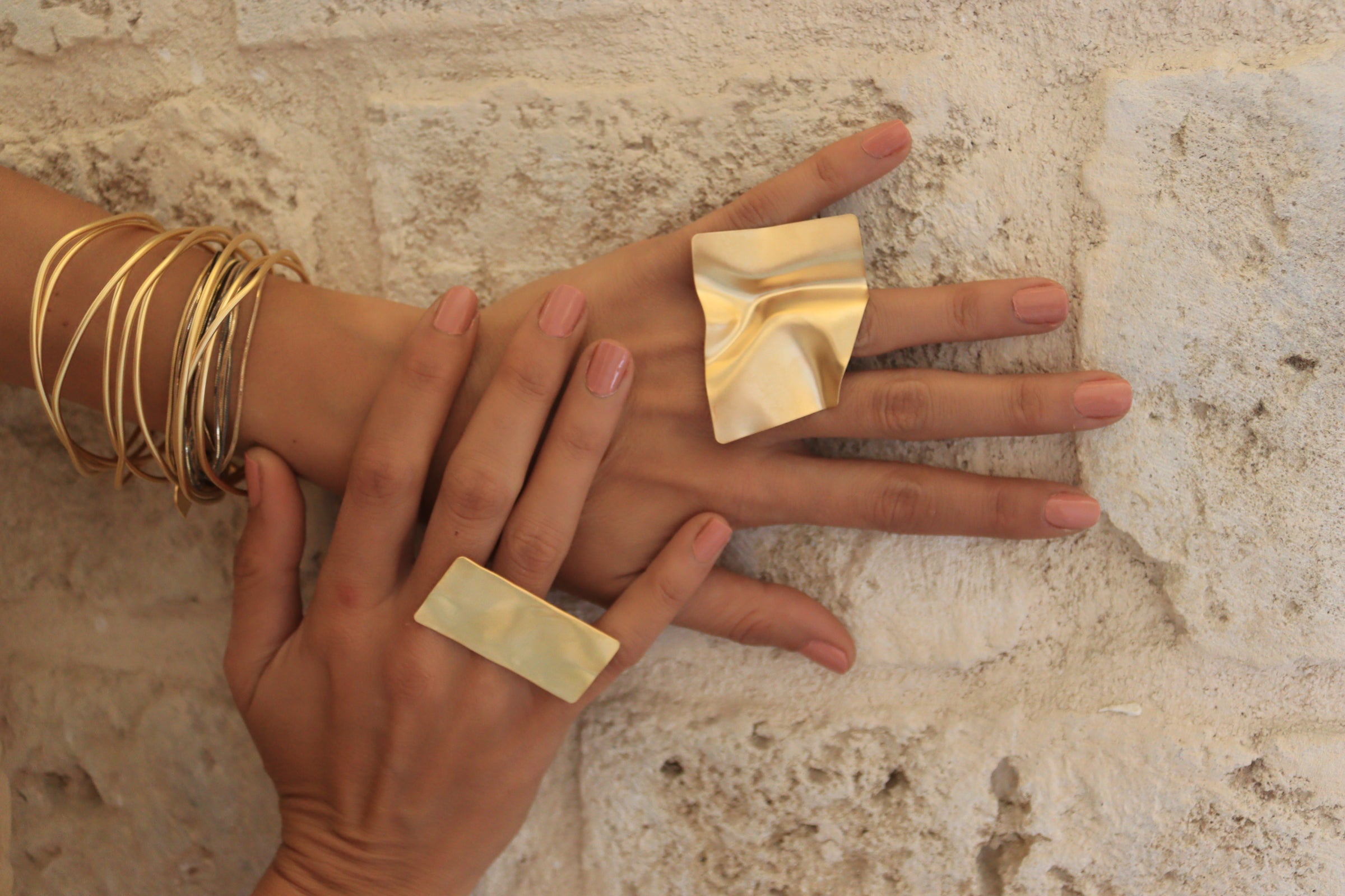 טבעת מלבנית גדולה עבודת יד כסף