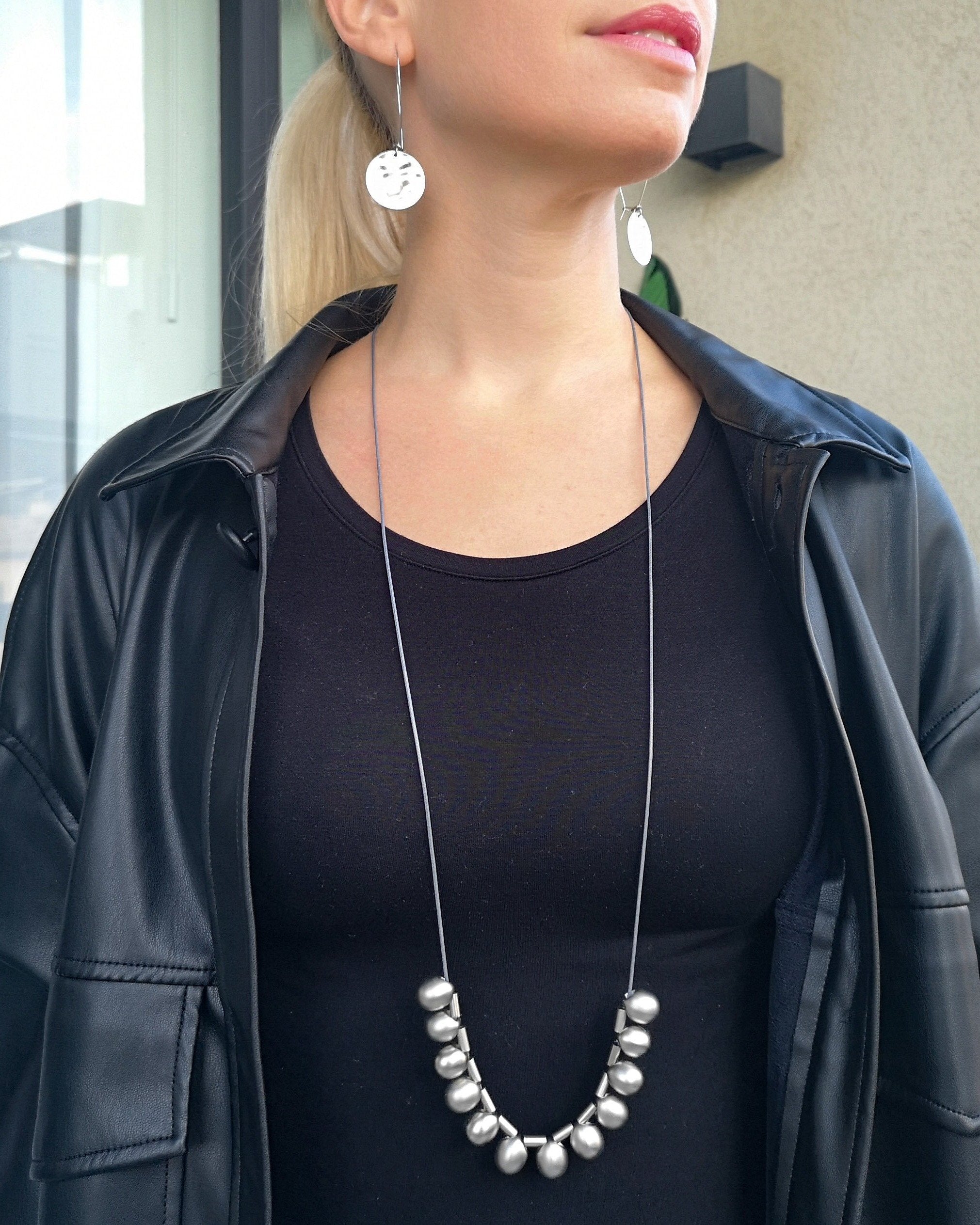 עגילי מטבע מקומט ארוך תלוי