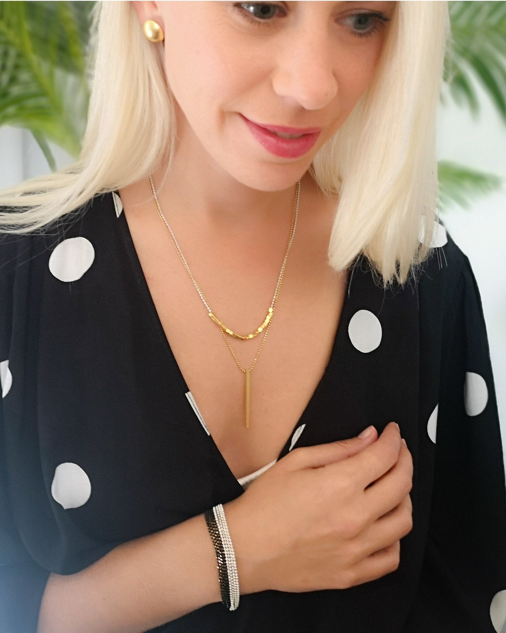 צמיד שחור לבן מנצנץ