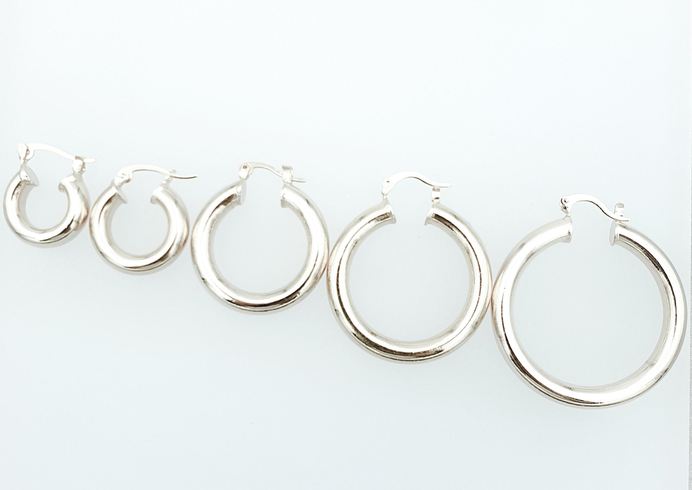 עגילי חישוק נפח קליק קטנים כסף