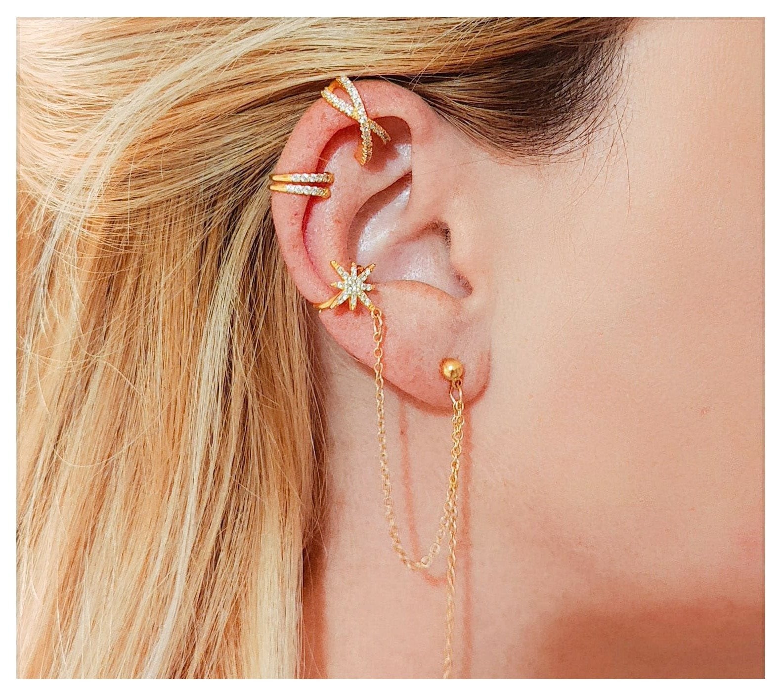 עגיל טיאה איקס משובץ