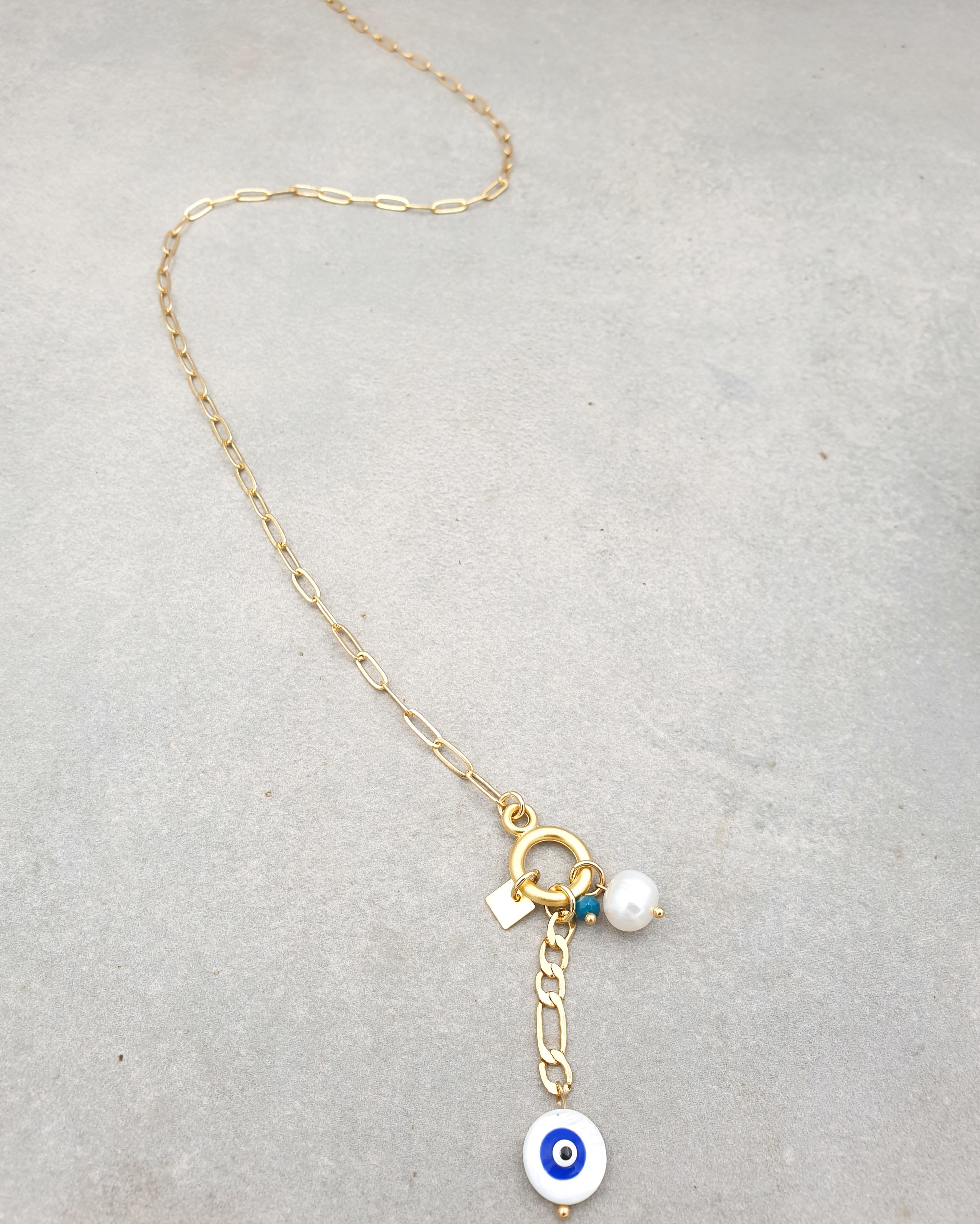 שרשרת מלבנית  תליונים זהב