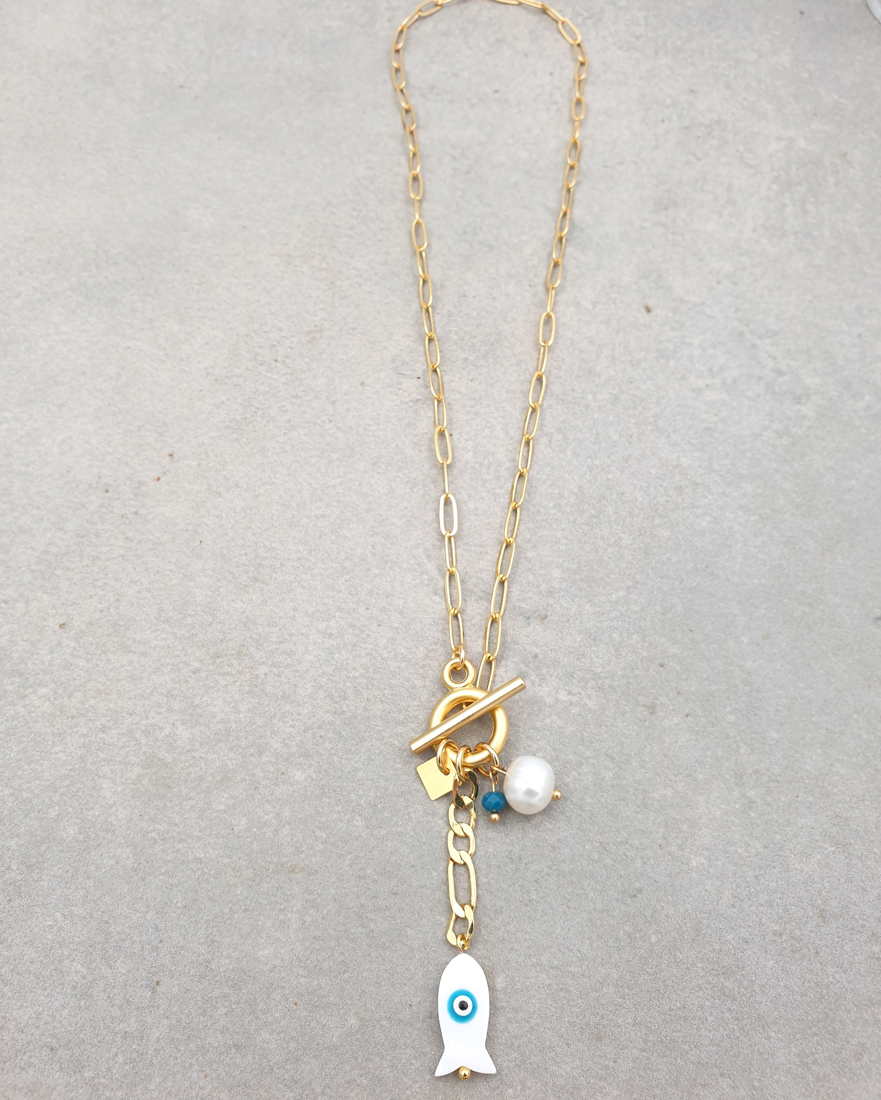 שרשרת מלבנית  תליונים זהב