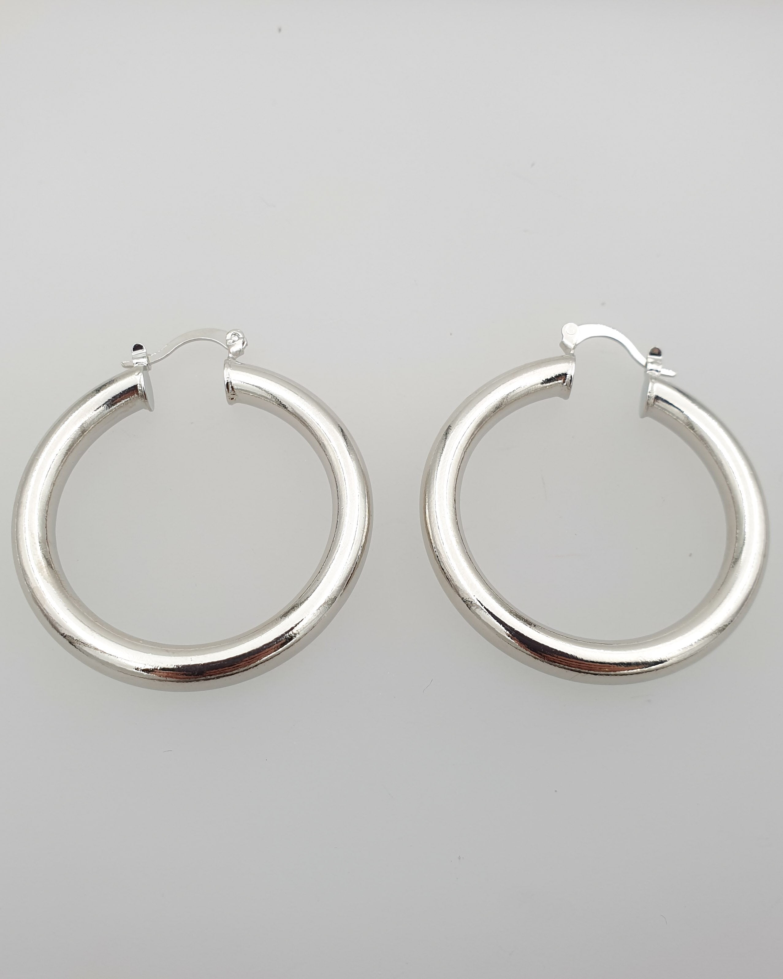 עגילי חישוק נפח קליק גדולים כסף