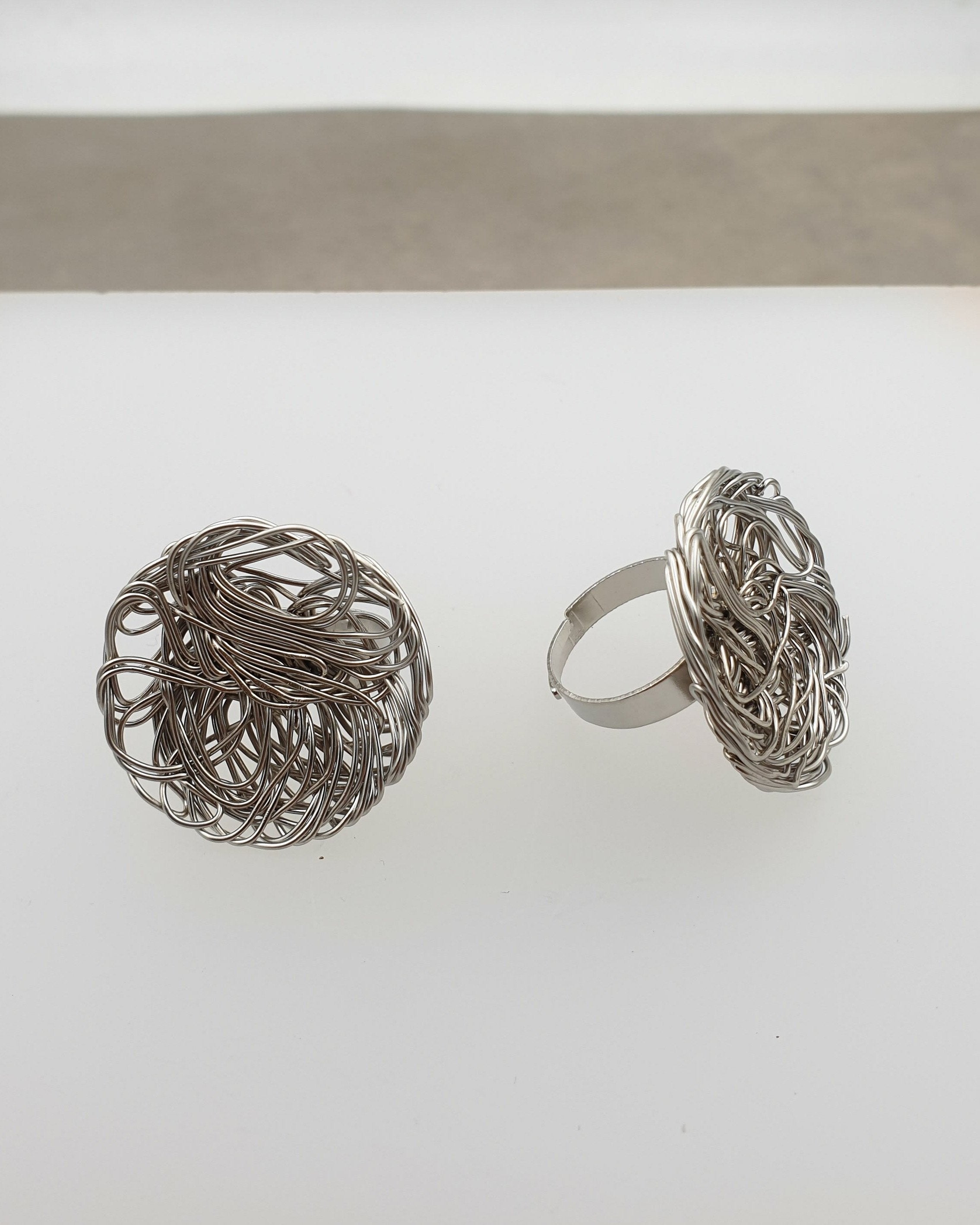 טבעת סבך קעור כסף