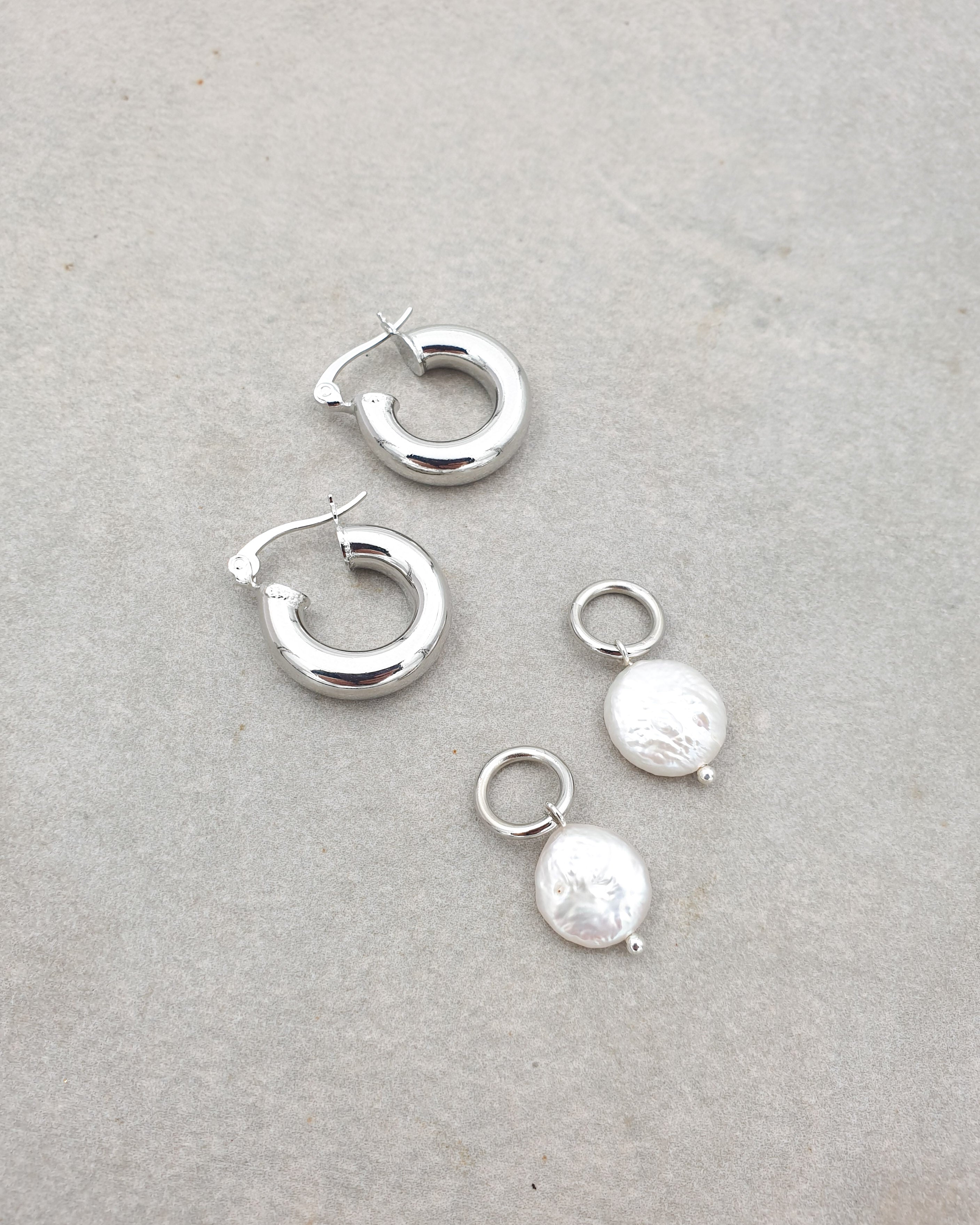 עגילי ליזט חישוק פנינים כסף