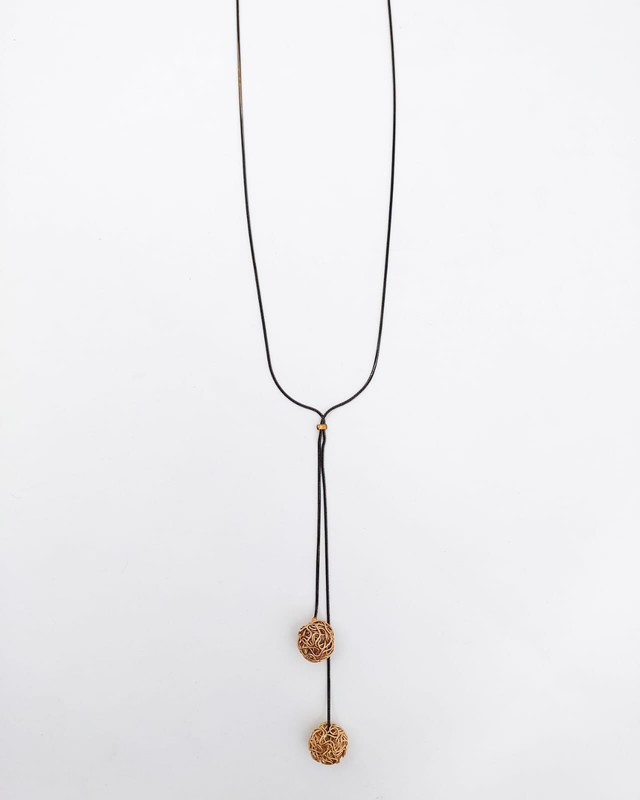 שרשרת עניבה דאבל סבכים שחור זהב