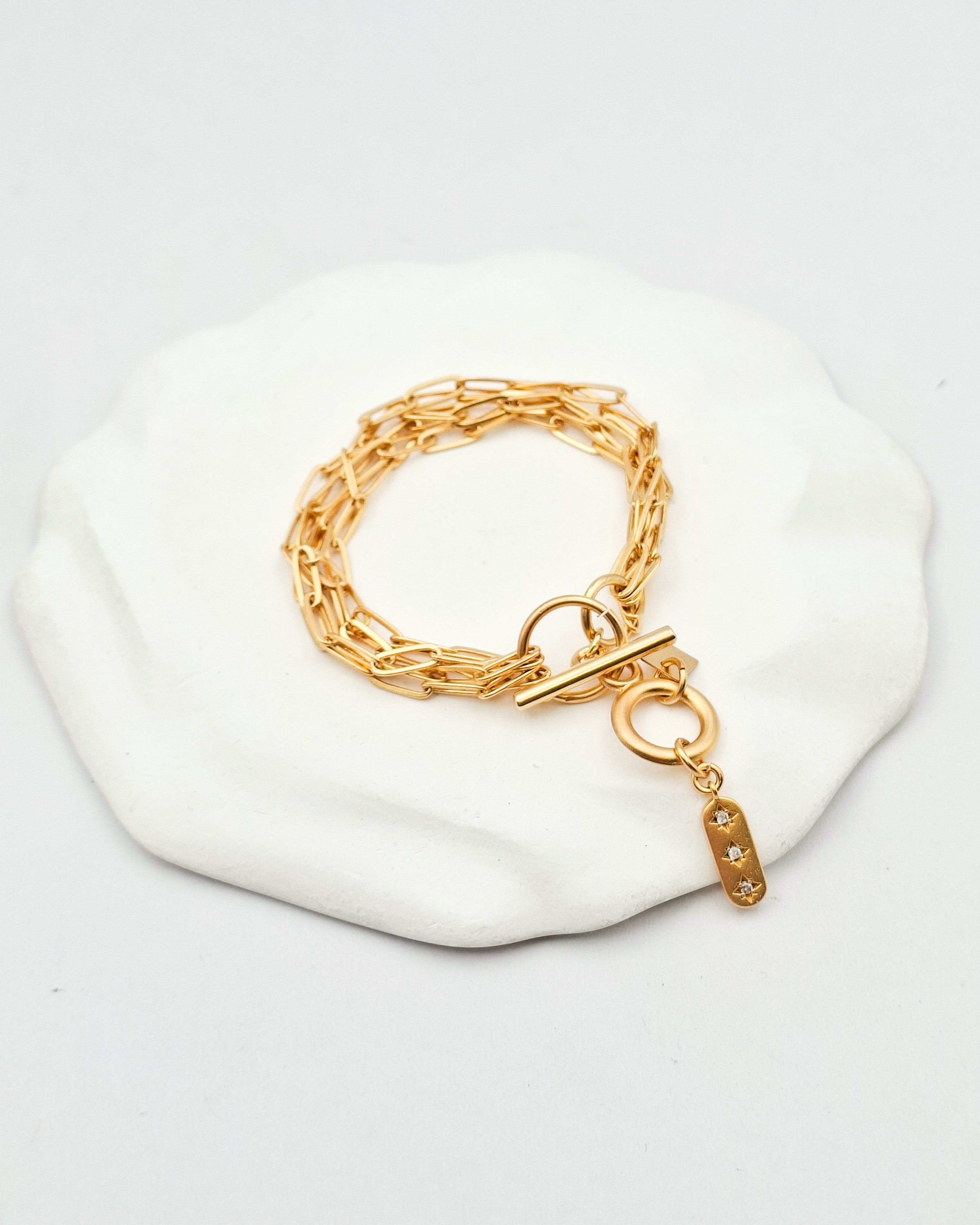 צמיד מלבנים 5 שורות וזירקונים