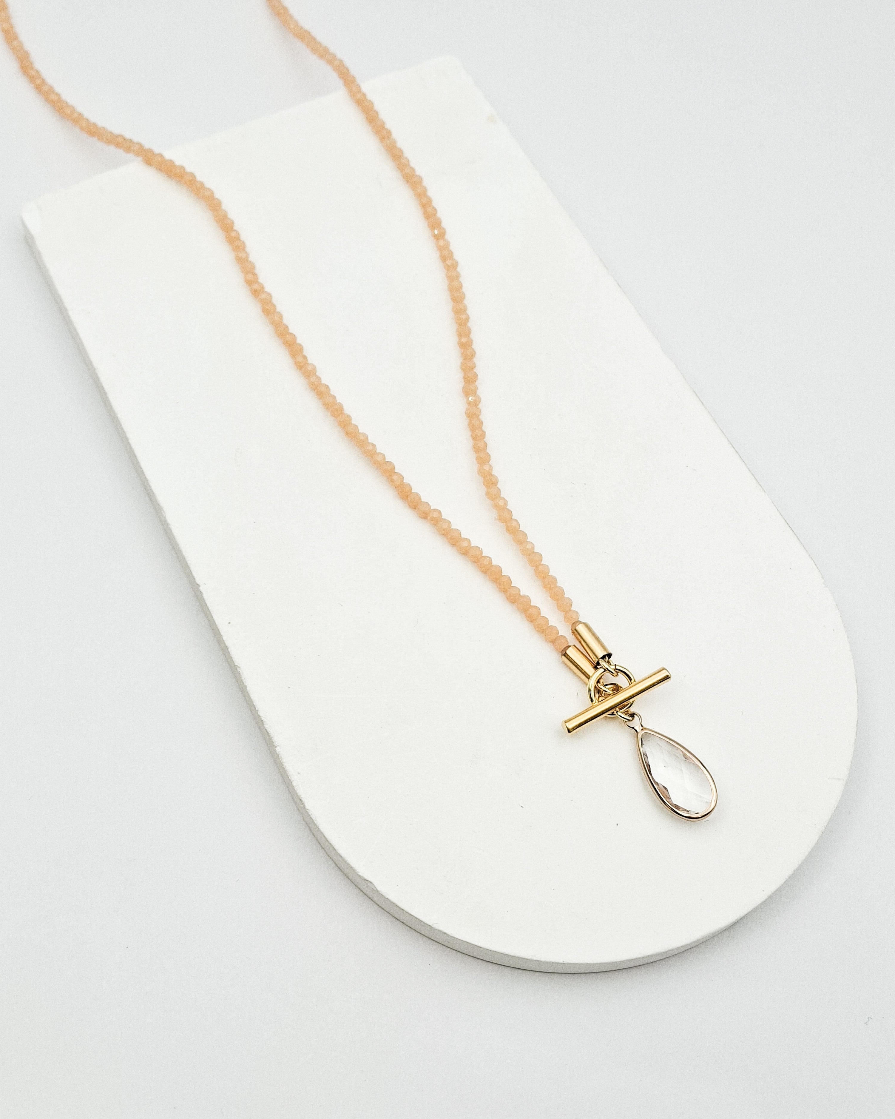 שרשרת קריסטלים ארוכה טיפה שקופה