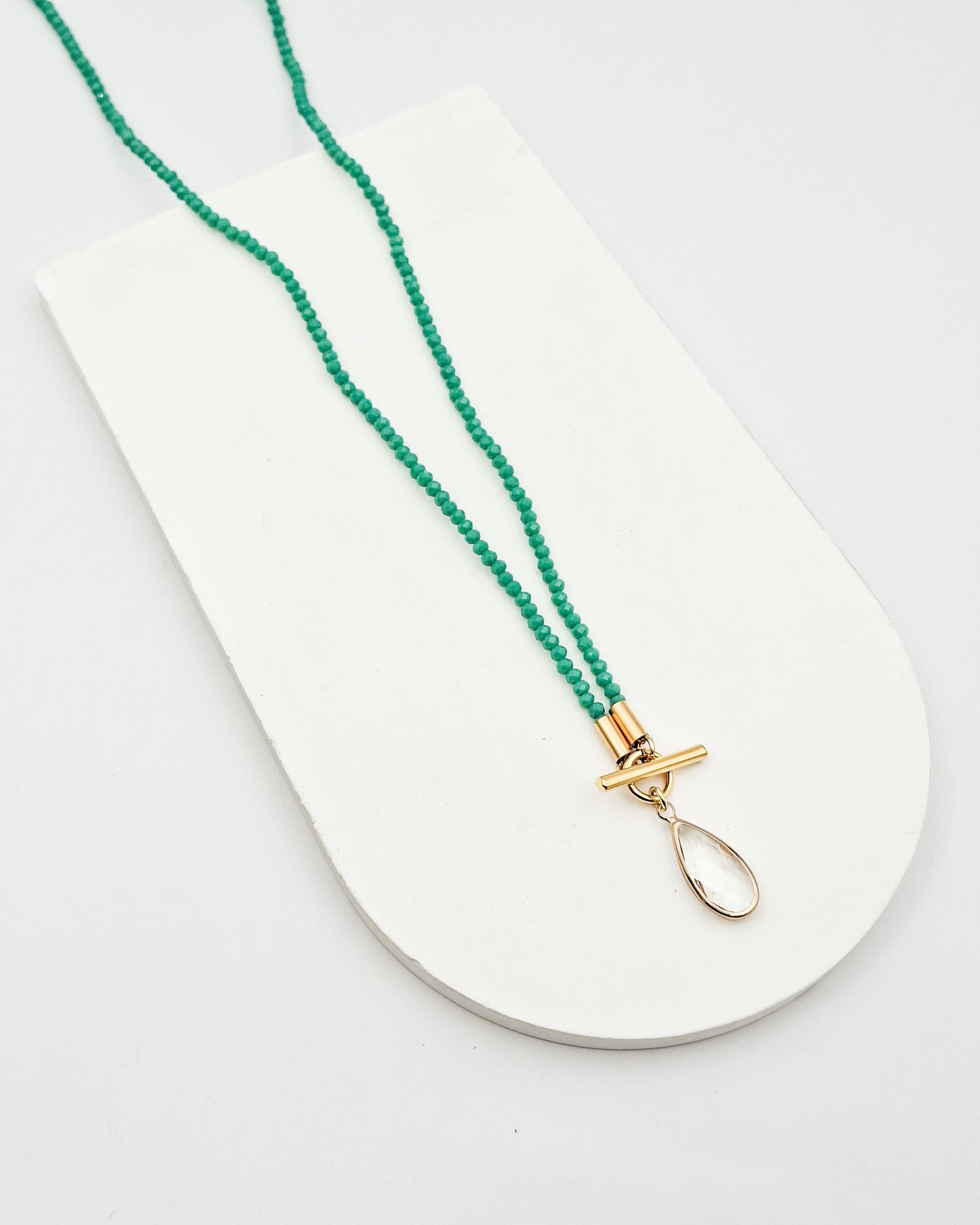 שרשרת קריסטלים ארוכה טיפה שקופה