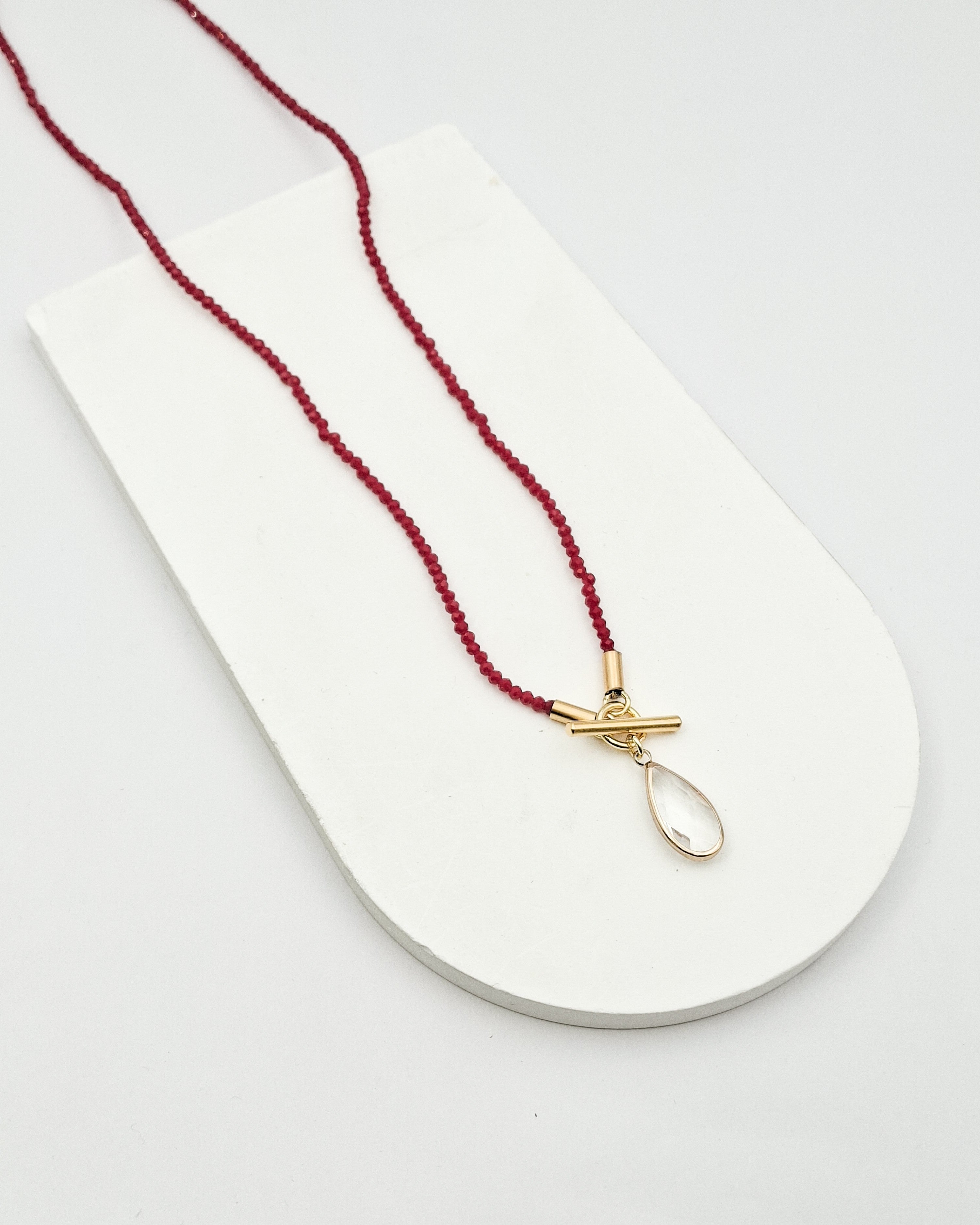 שרשרת קריסטלים ארוכה טיפה שקופה