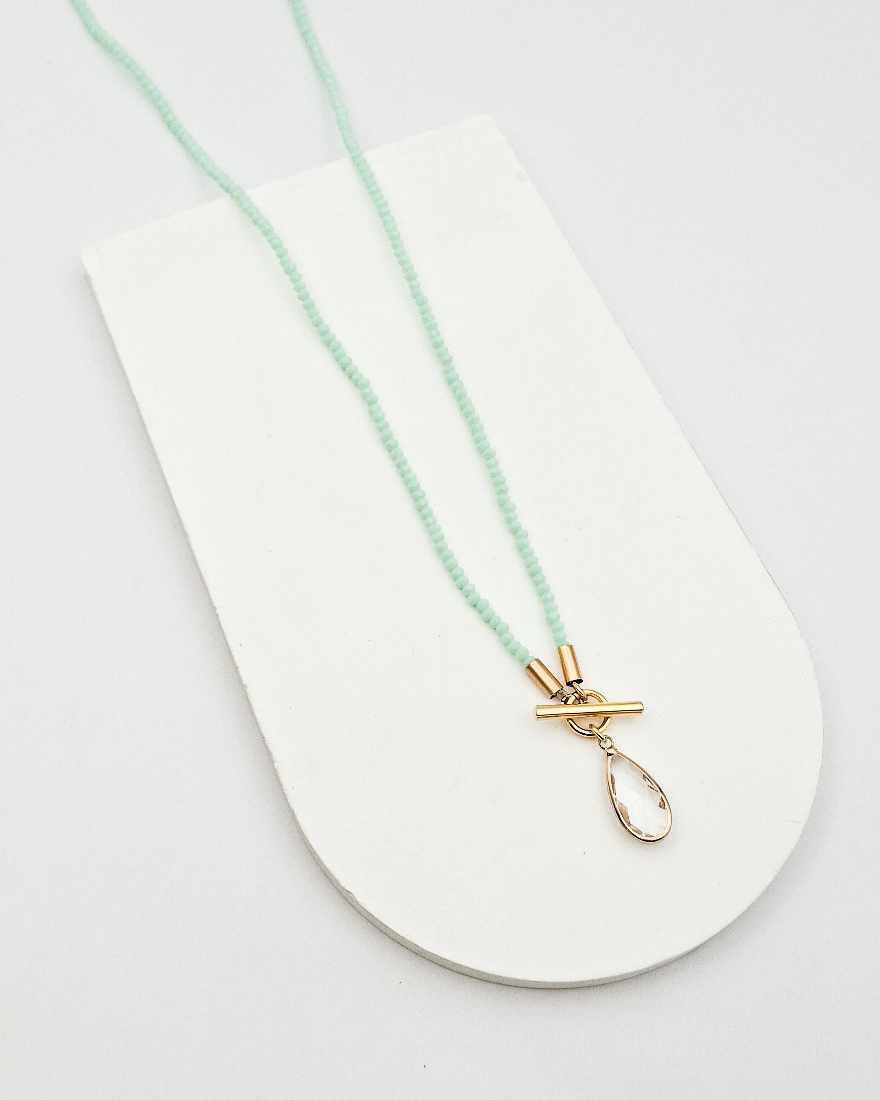 שרשרת קריסטלים ארוכה טיפה שקופה