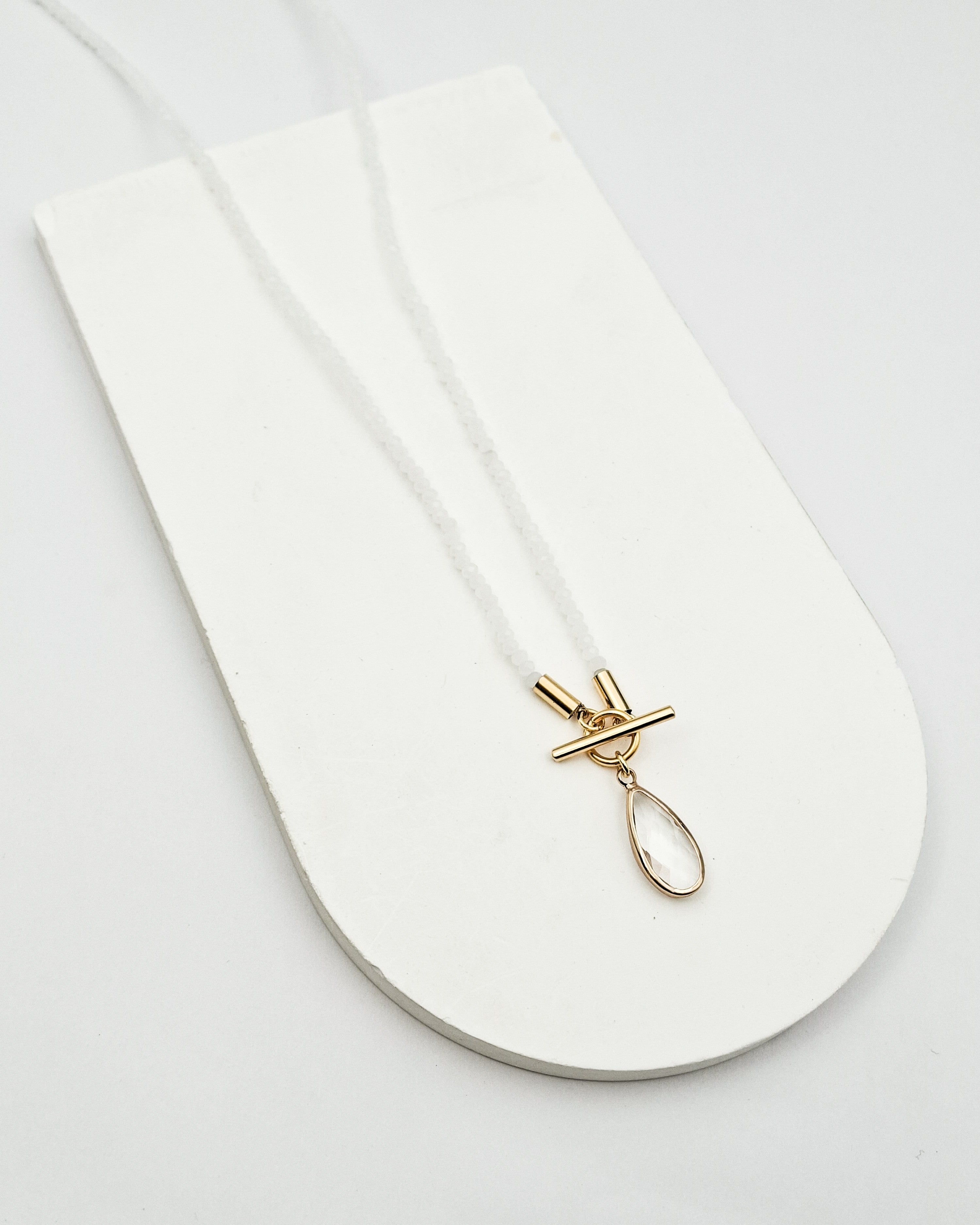 שרשרת קריסטלים ארוכה טיפה שקופה