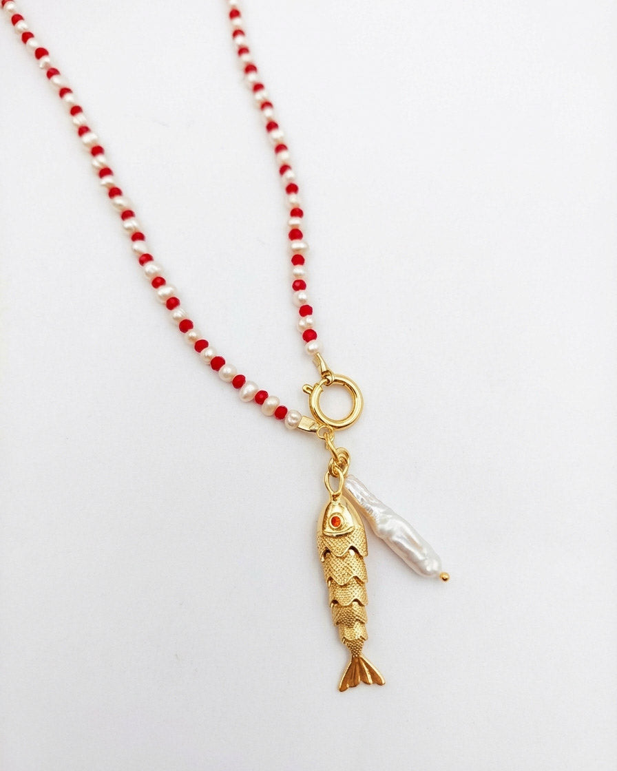 שרשרת דג פנינים וקריסטלים קאמילה