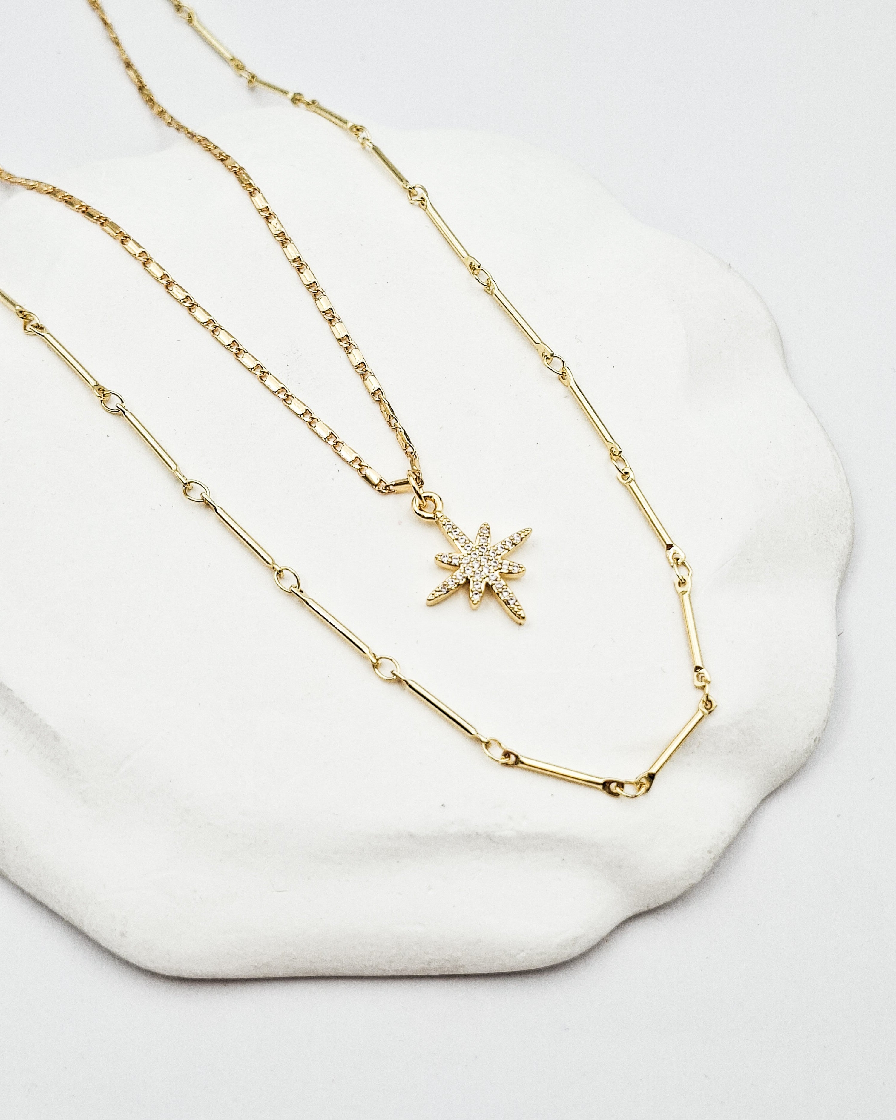 שרשרת דאבל כוכב משובץ