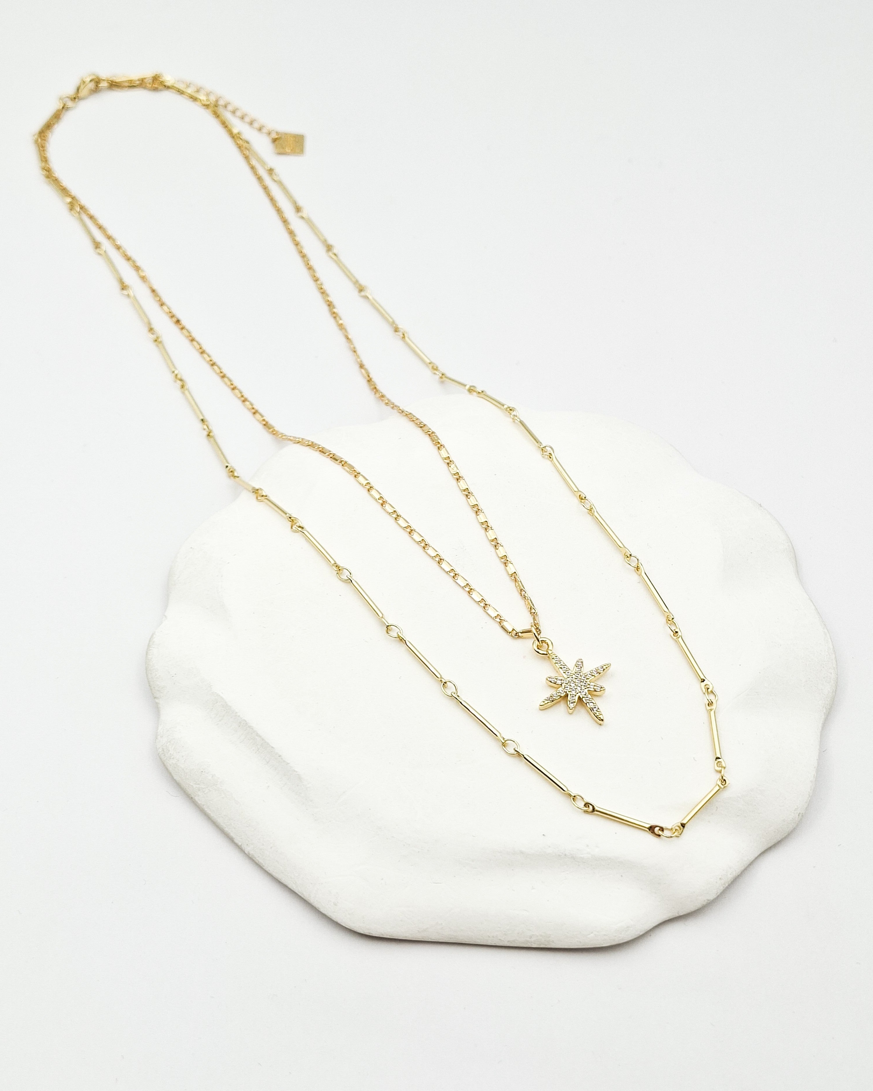 שרשרת דאבל כוכב משובץ