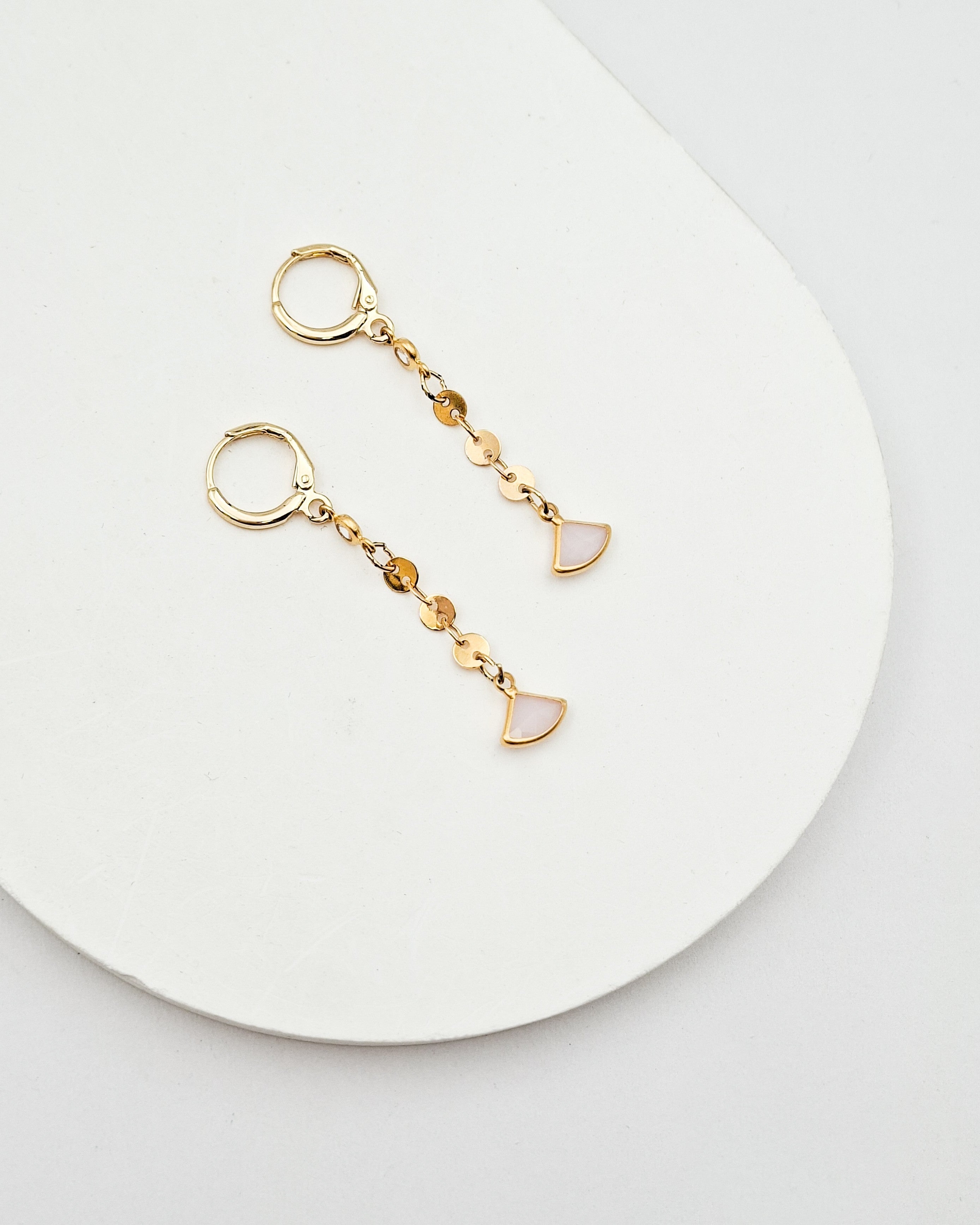 עגילי חישוק זירקון ומשולש עגול