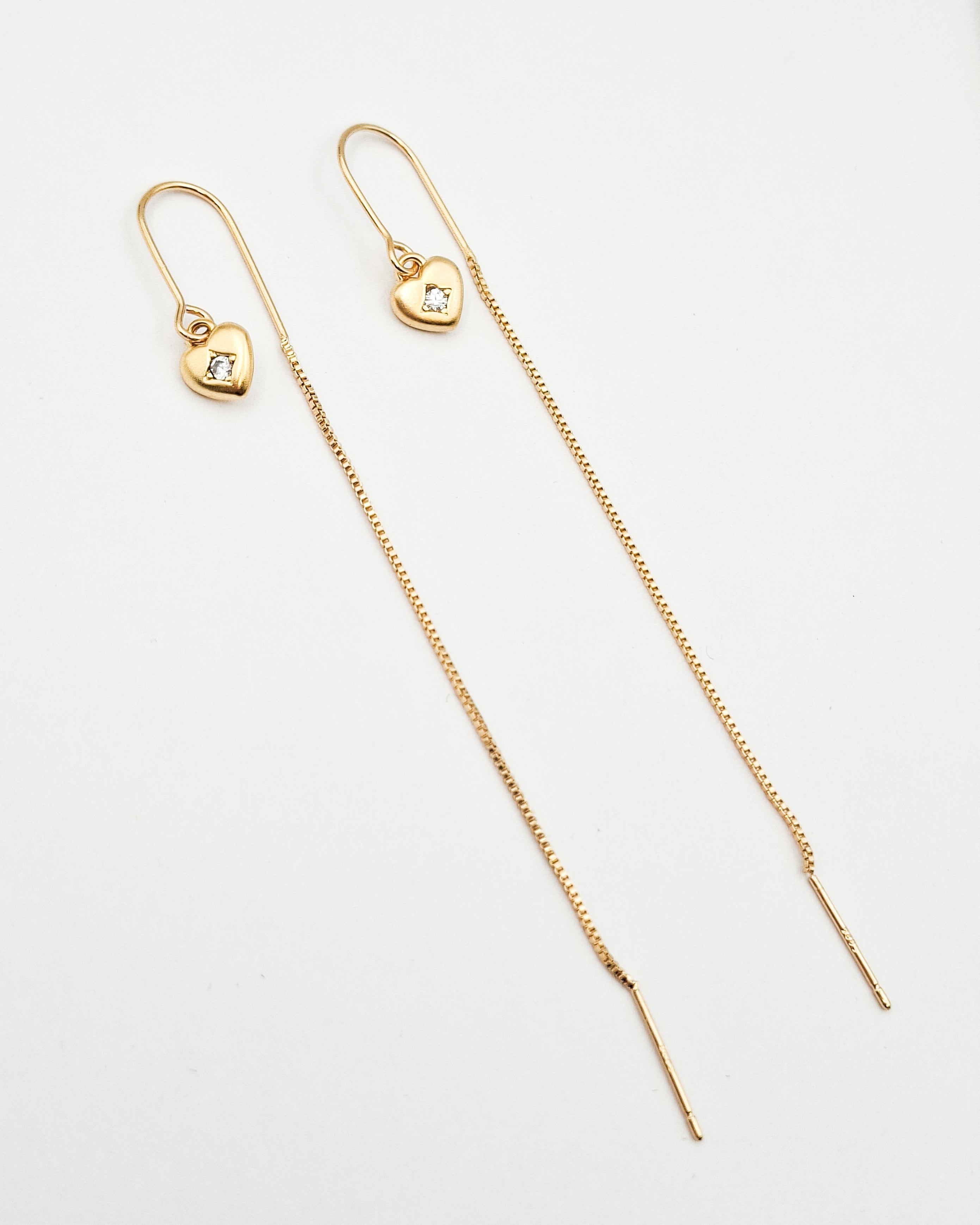 עגילי שרשרת מיני לב